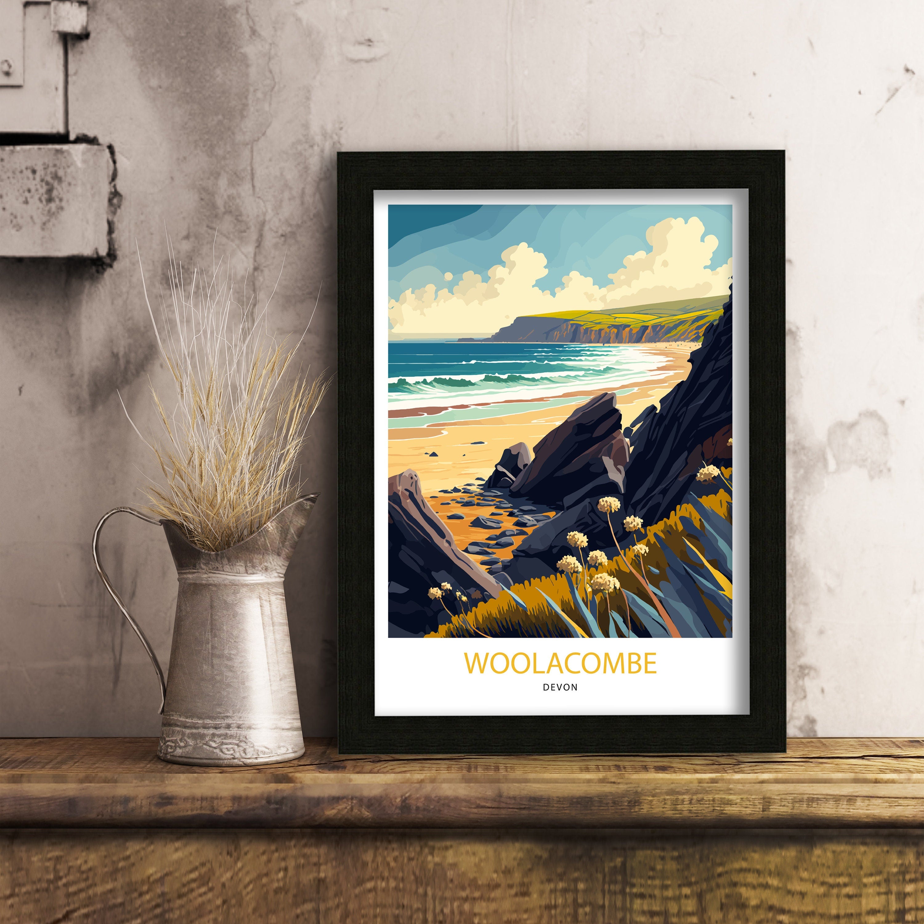 Woolacombe Bay Travel Poster | North Devon Coastal Print