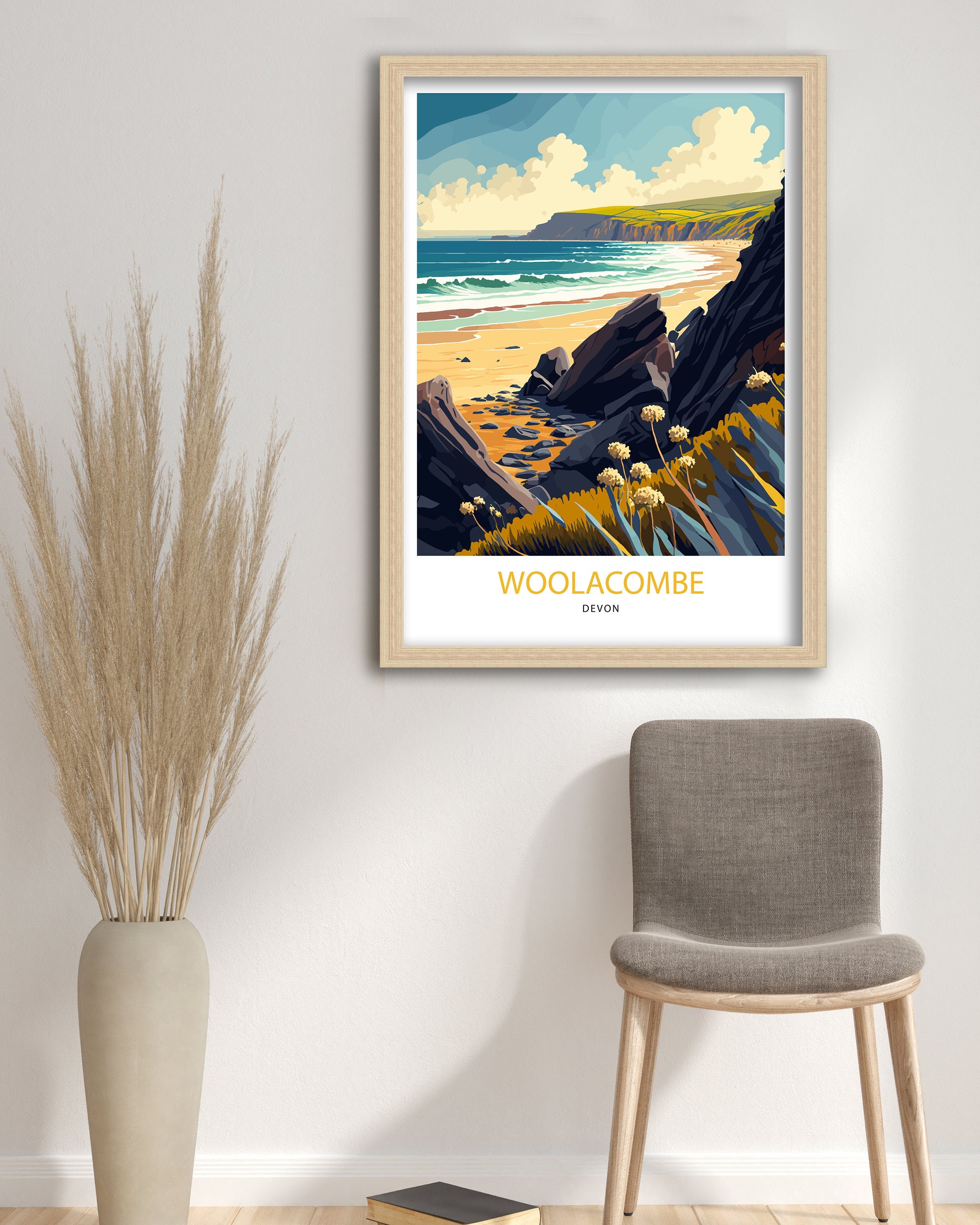 Woolacombe Bay Travel Poster | North Devon Coastal Print
