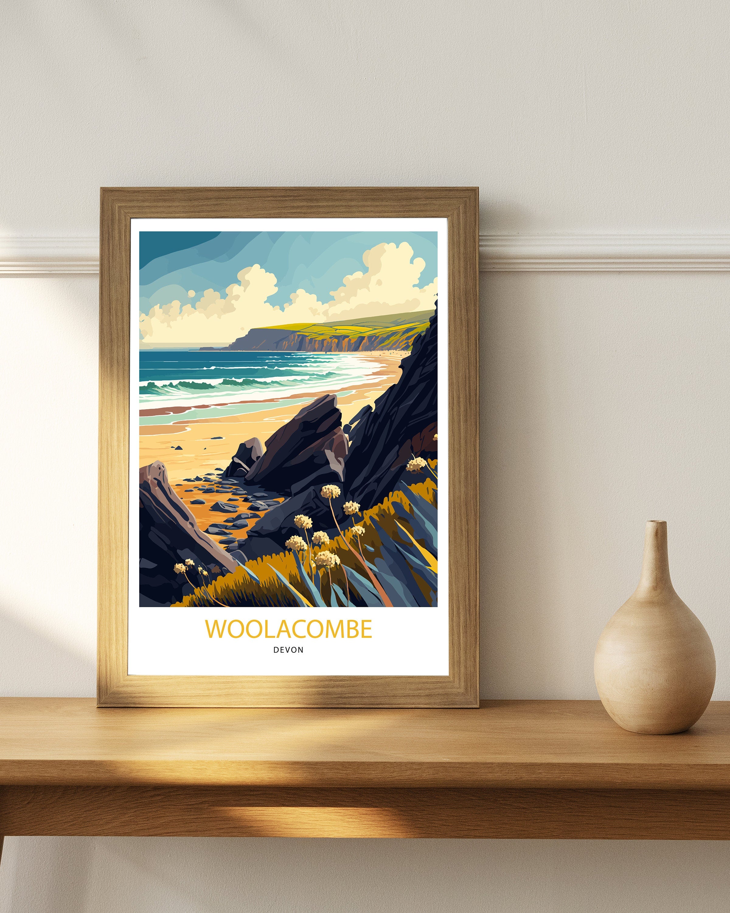 Woolacombe Bay Travel Poster | North Devon Coastal Print
