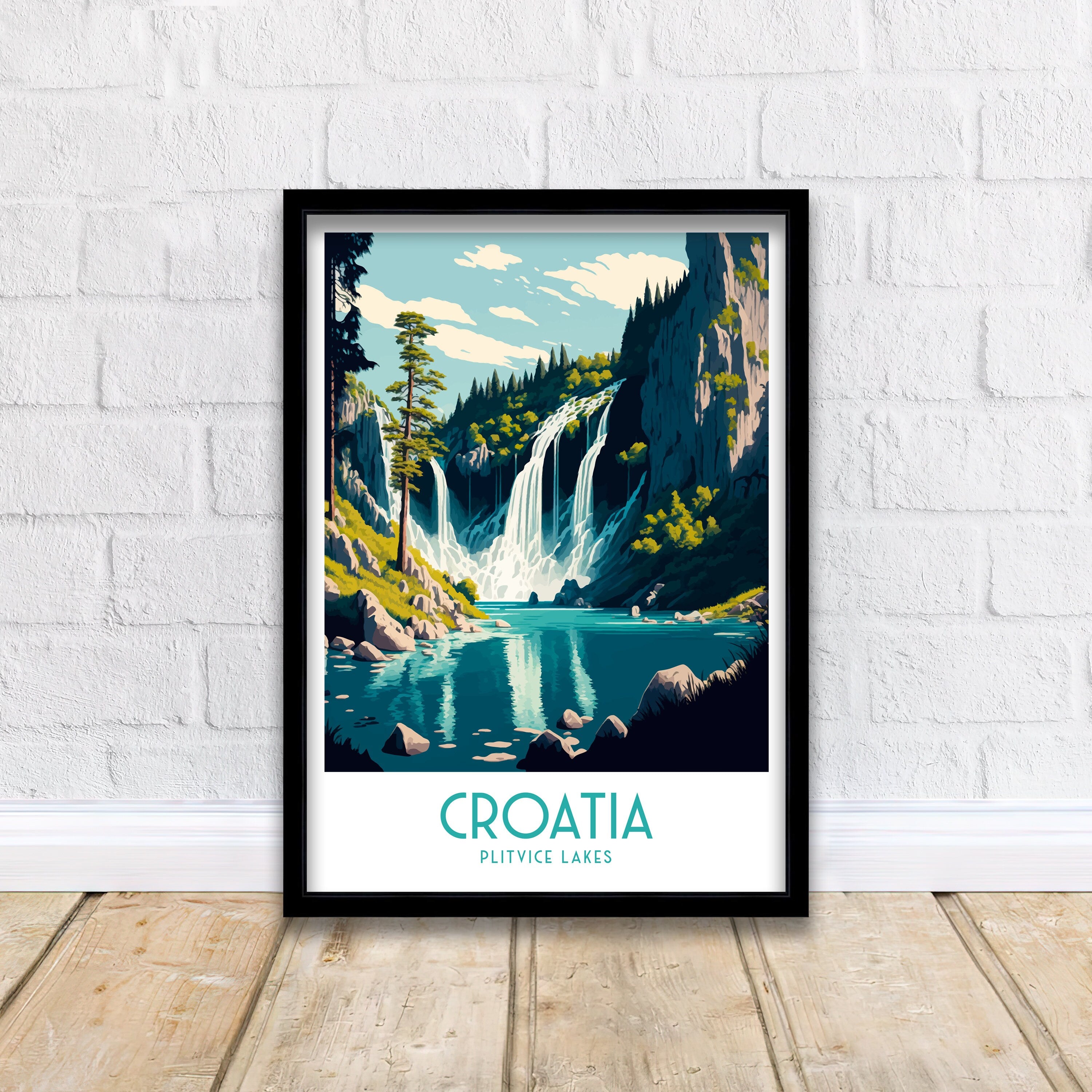 Croatia Travel Poster | Plitvice Lakes Art Print