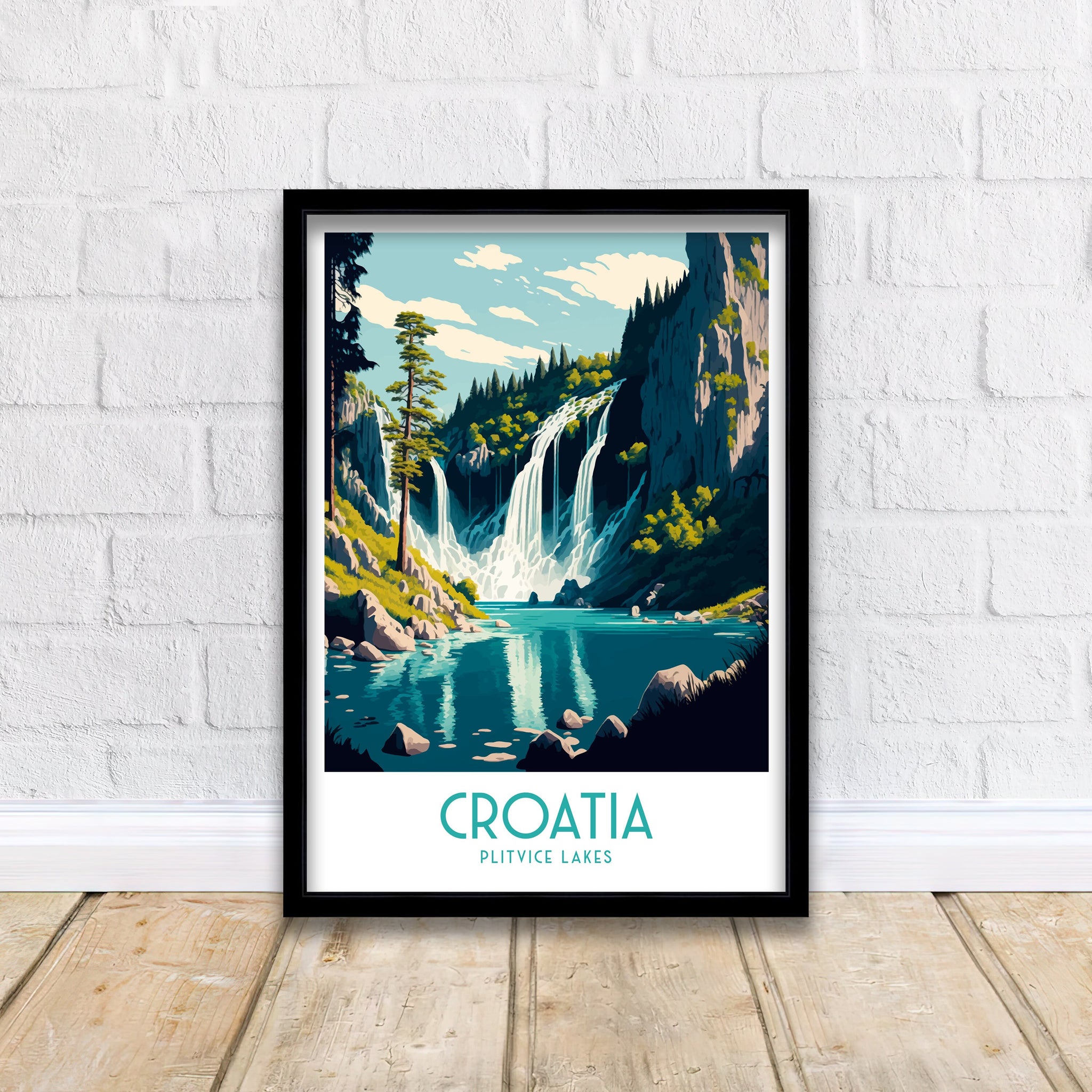 Croatia Travel Poster | Plitvice Lakes Art Print