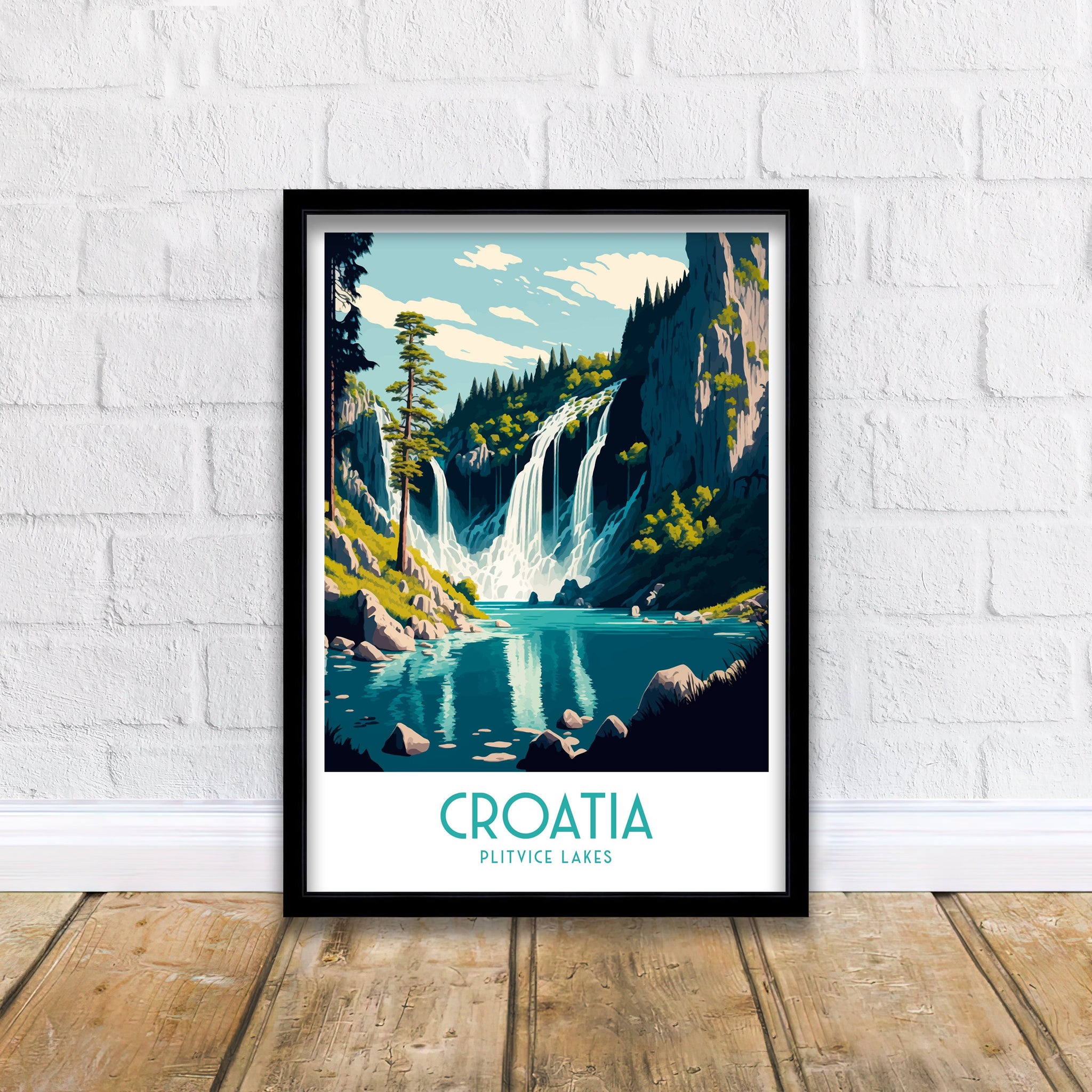 Croatia Travel Poster | Plitvice Lakes Art Print