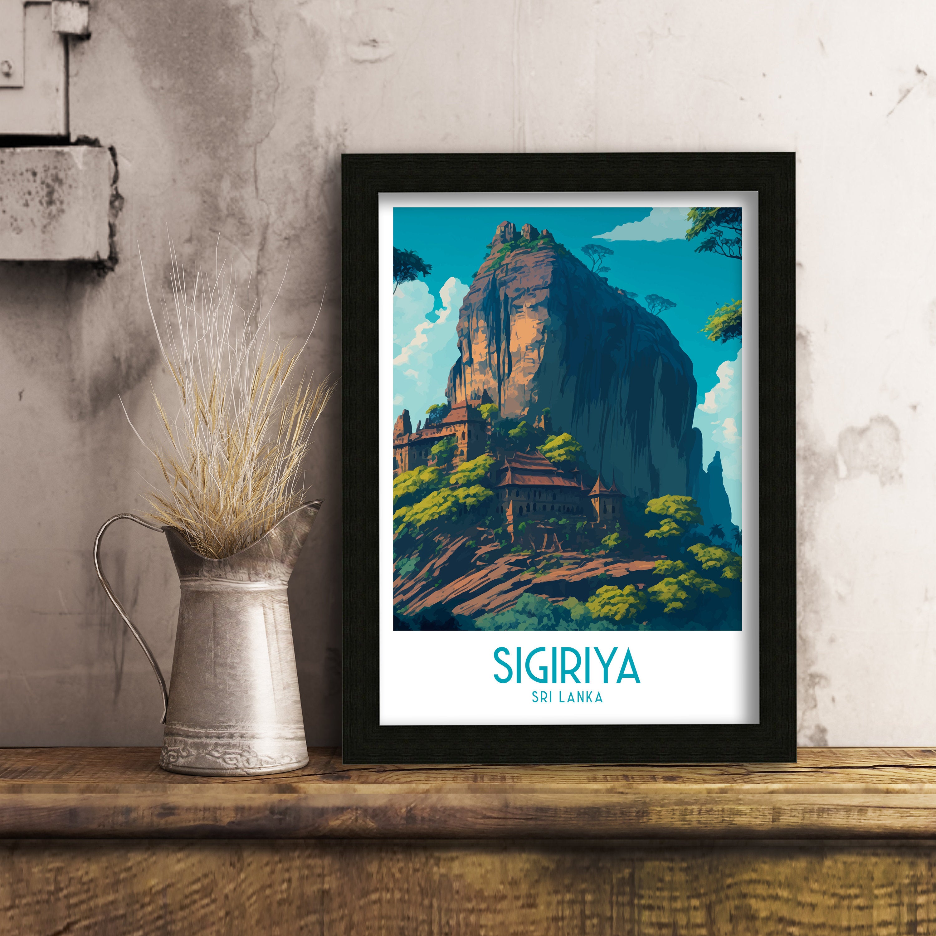 Sigiriya Sri Lanka Travel Poster | Lion Rock Art Print