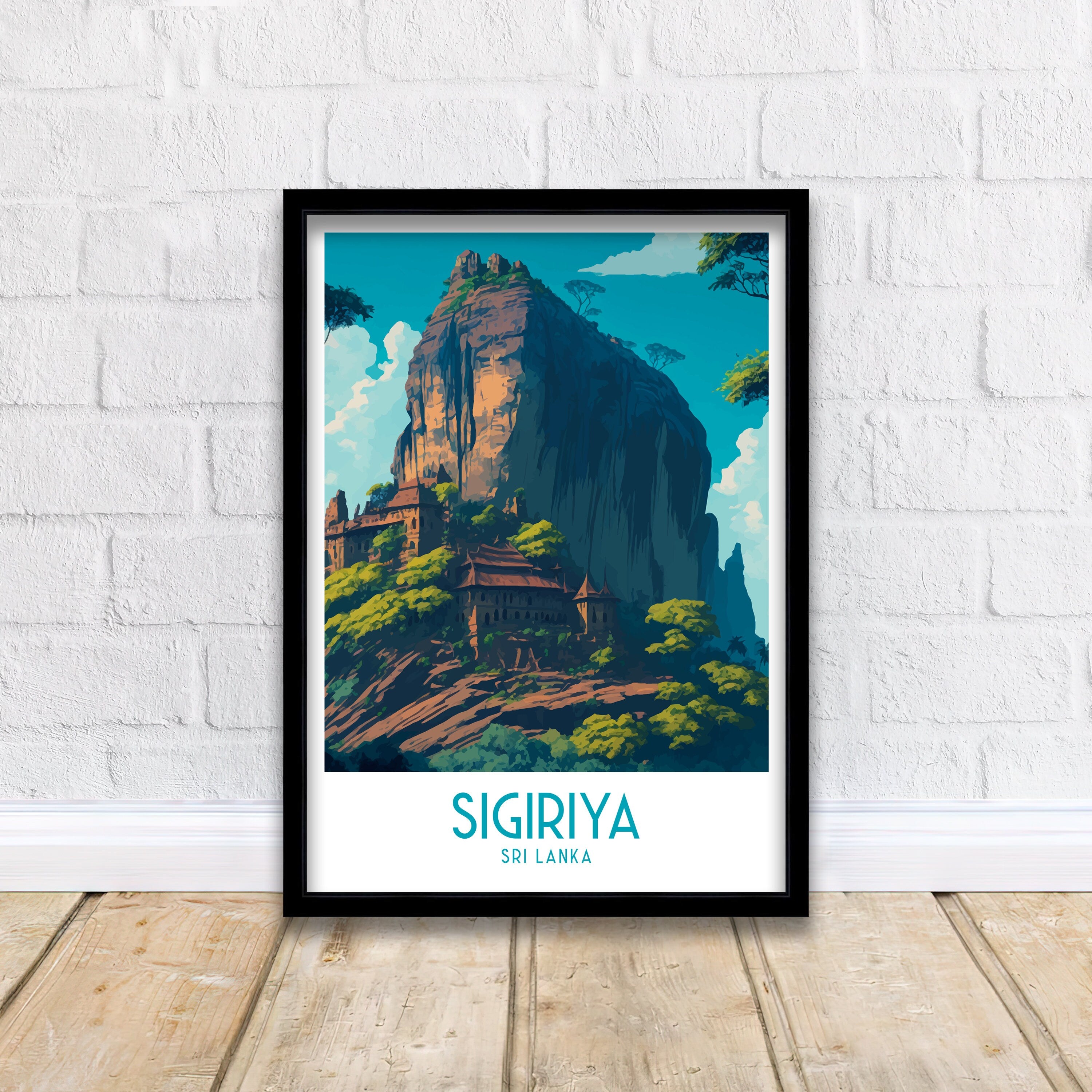 Sigiriya Sri Lanka Travel Poster | Lion Rock Art Print