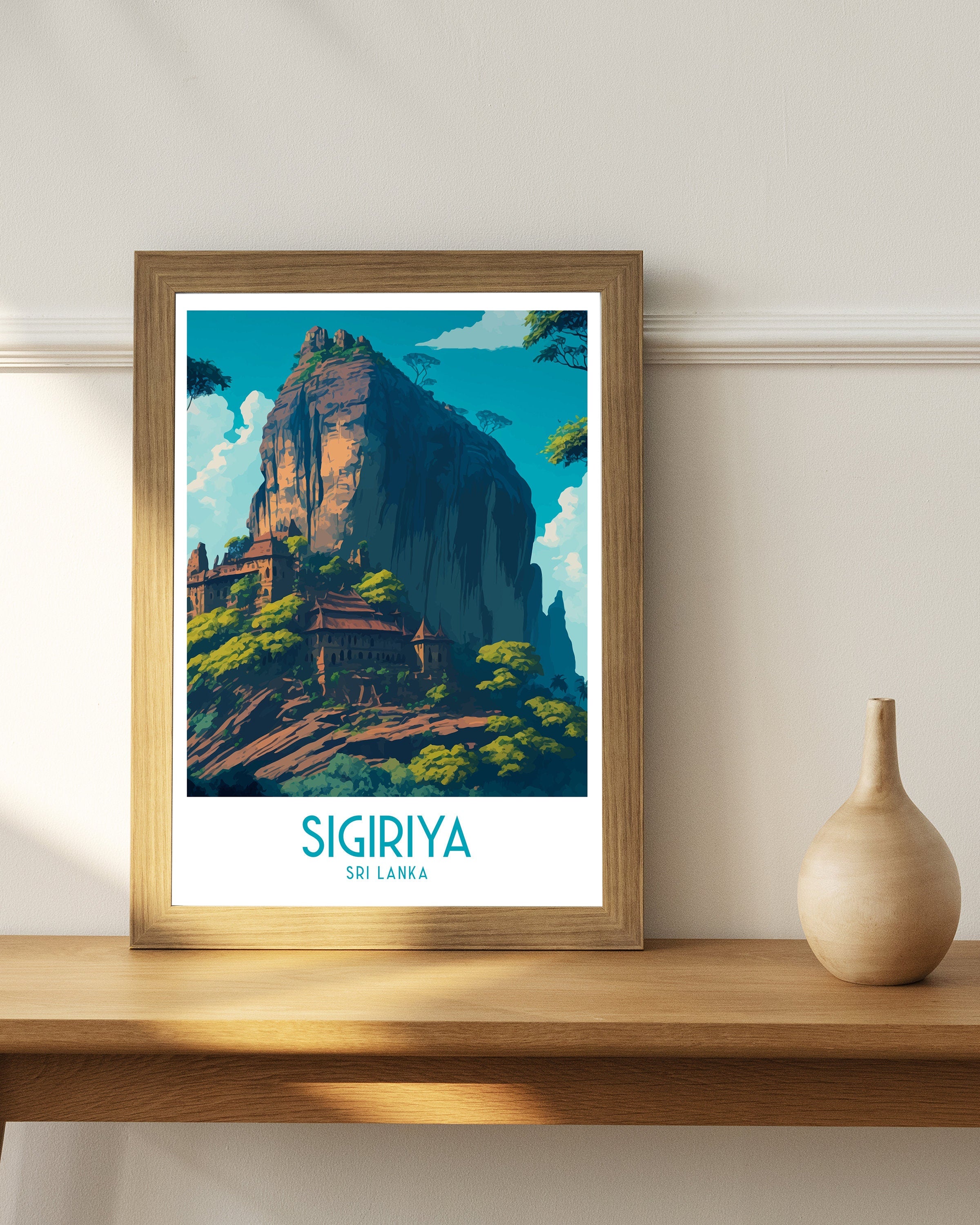 Sigiriya Sri Lanka Travel Poster | Lion Rock Art Print