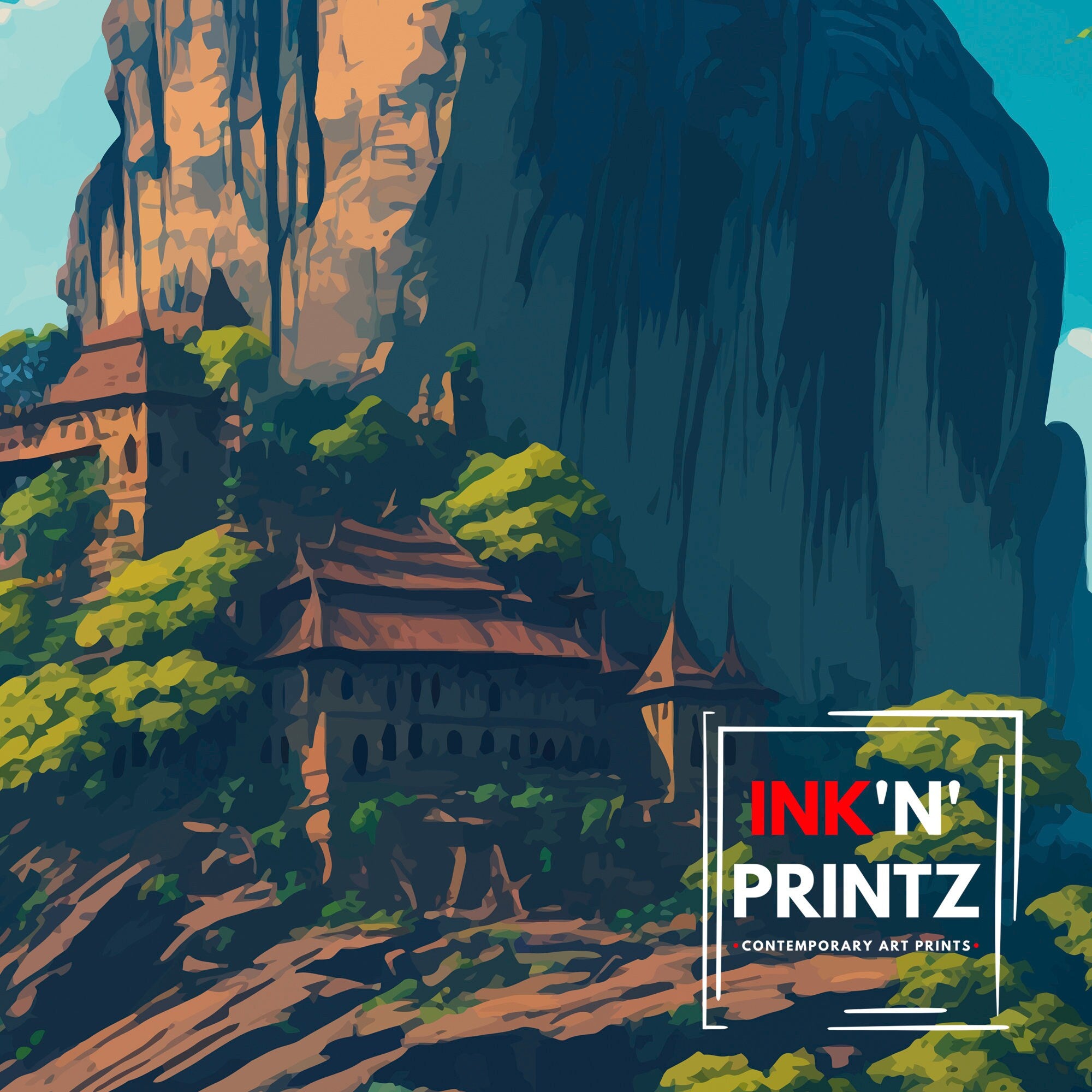 Sigiriya Sri Lanka Travel Poster | Lion Rock Art Print