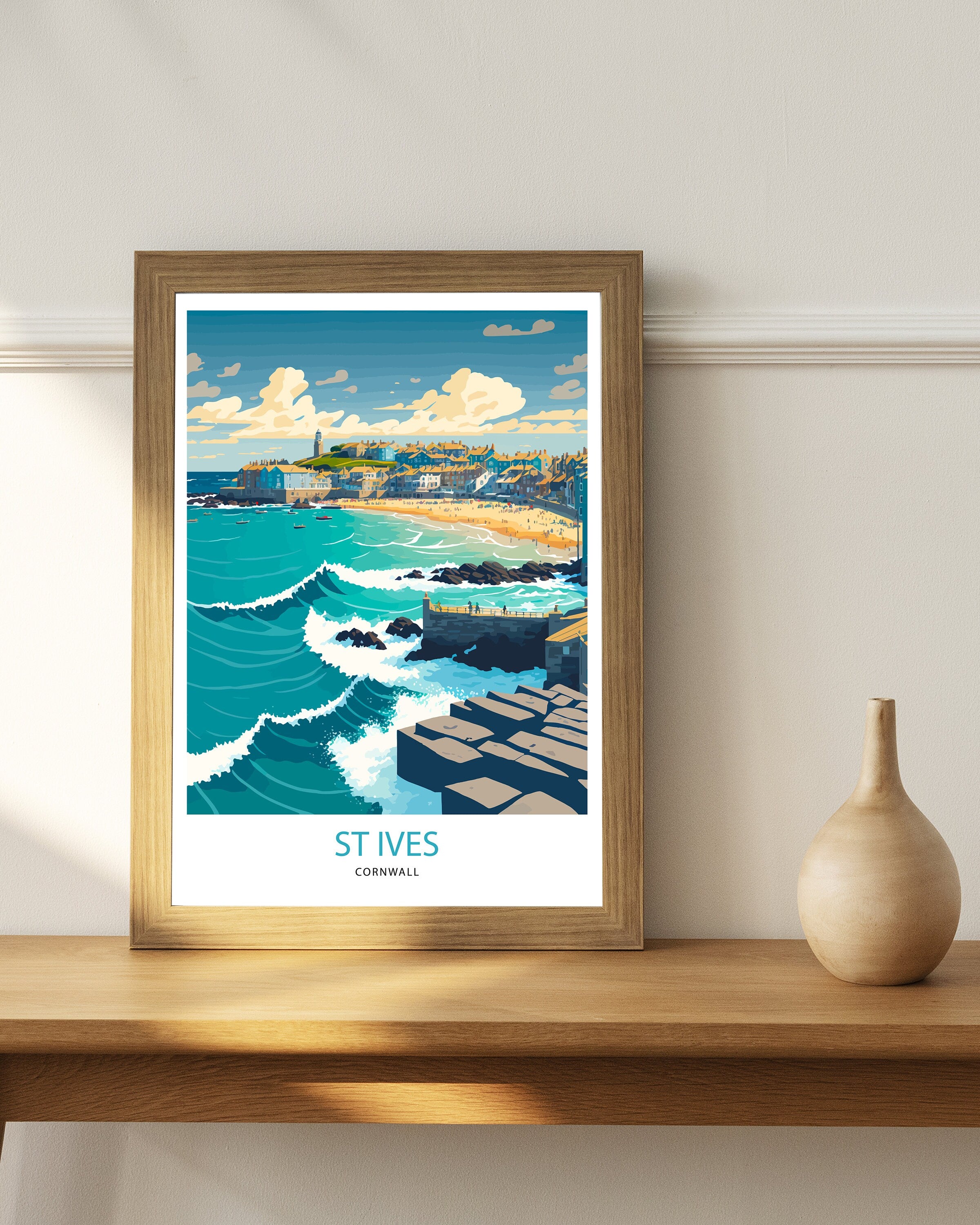 St Ives Cornwall Art Print | Coastal Travel Poster