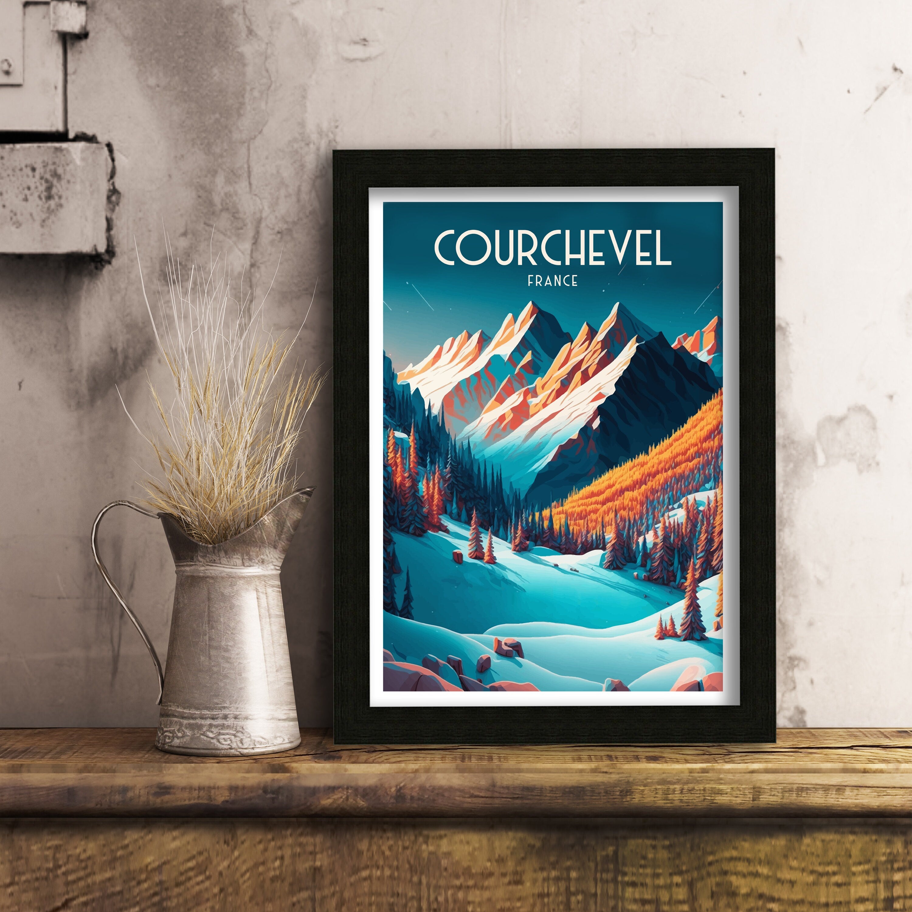 Courchevel France Ski Poster | French Alps Travel Print