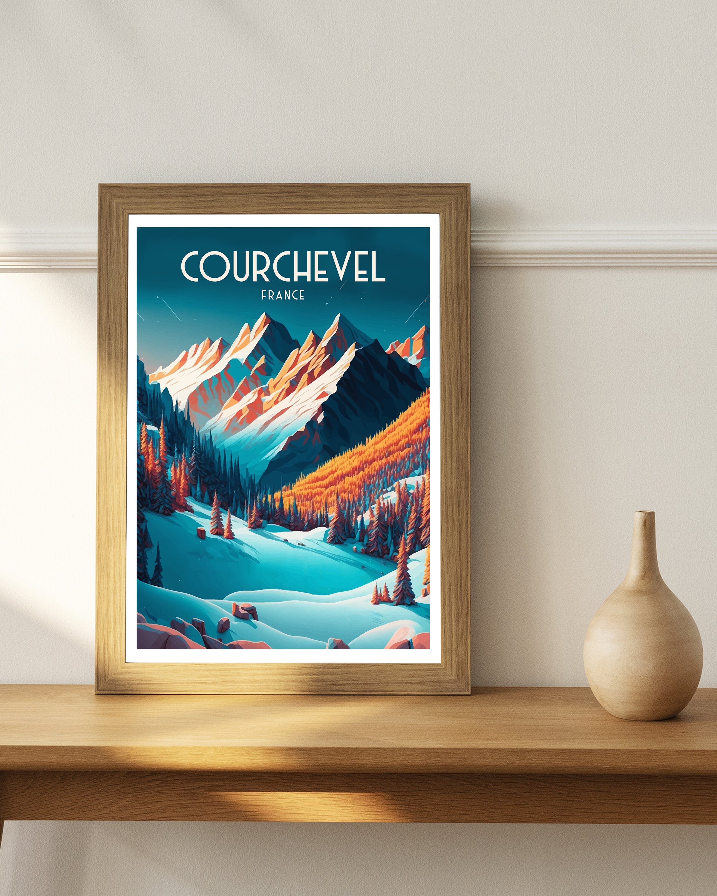 Courchevel France Ski Poster | French Alps Travel Print