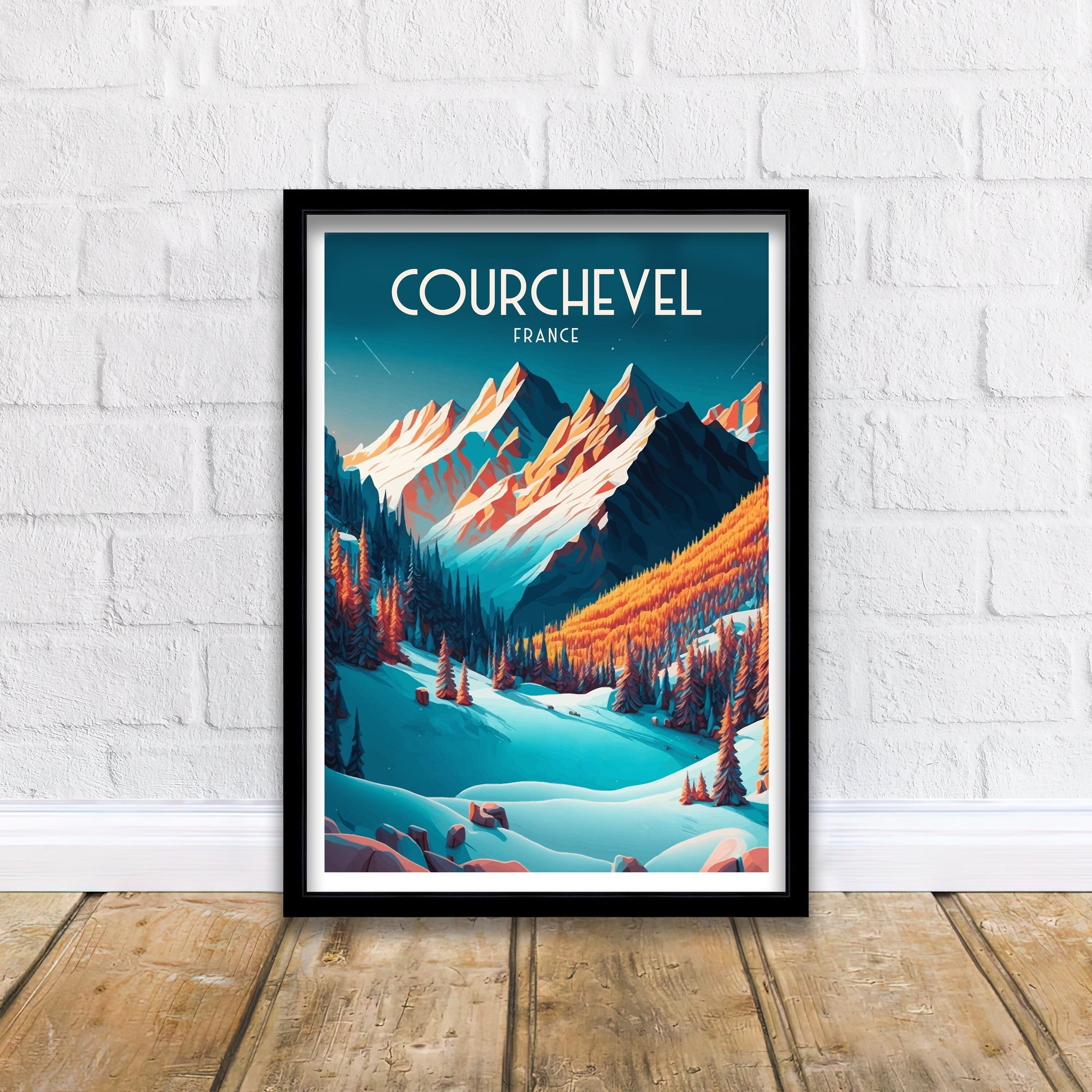 Courchevel France Ski Poster | French Alps Travel Print