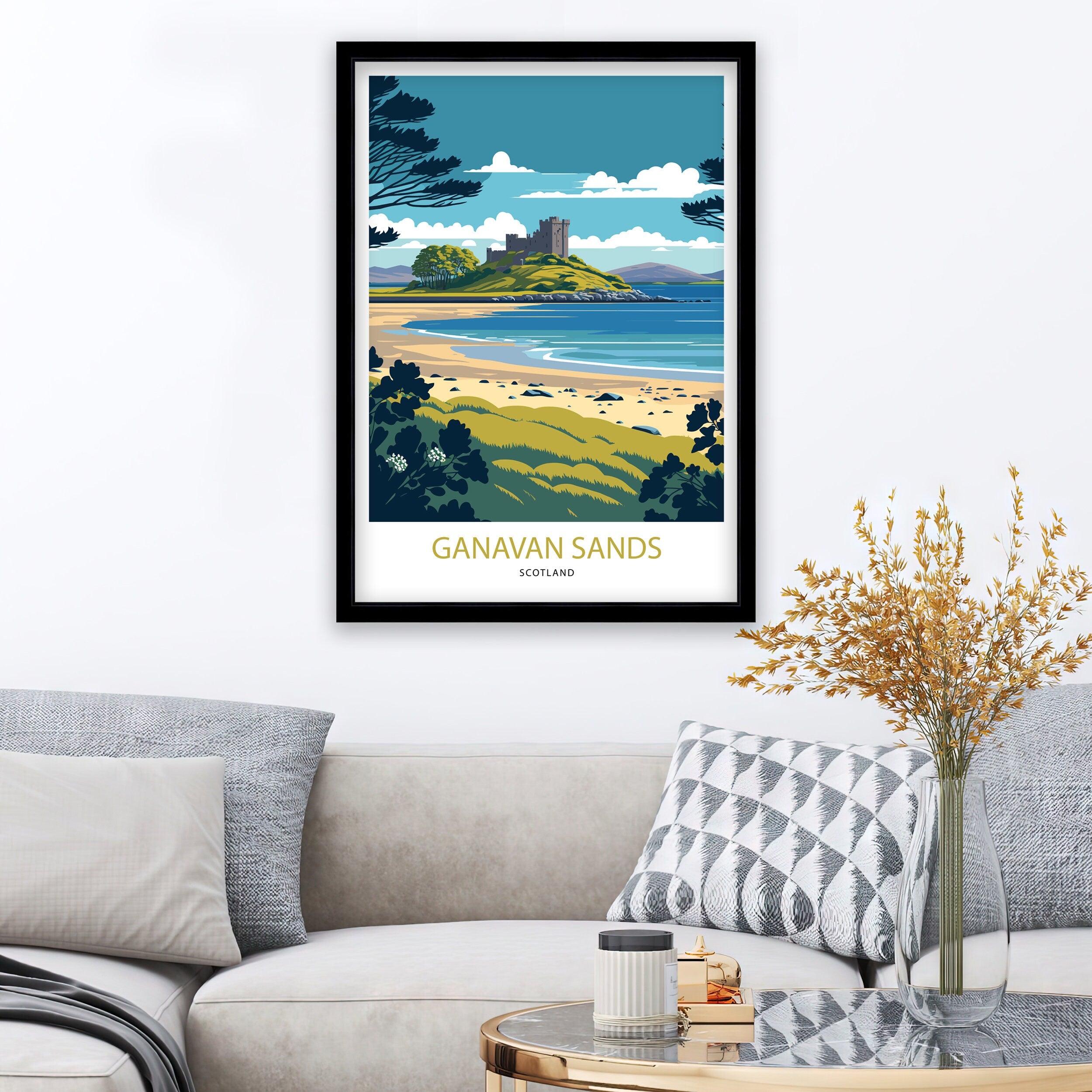 Ganavan Sands Scotland Art Print | Coastal Travel Poster