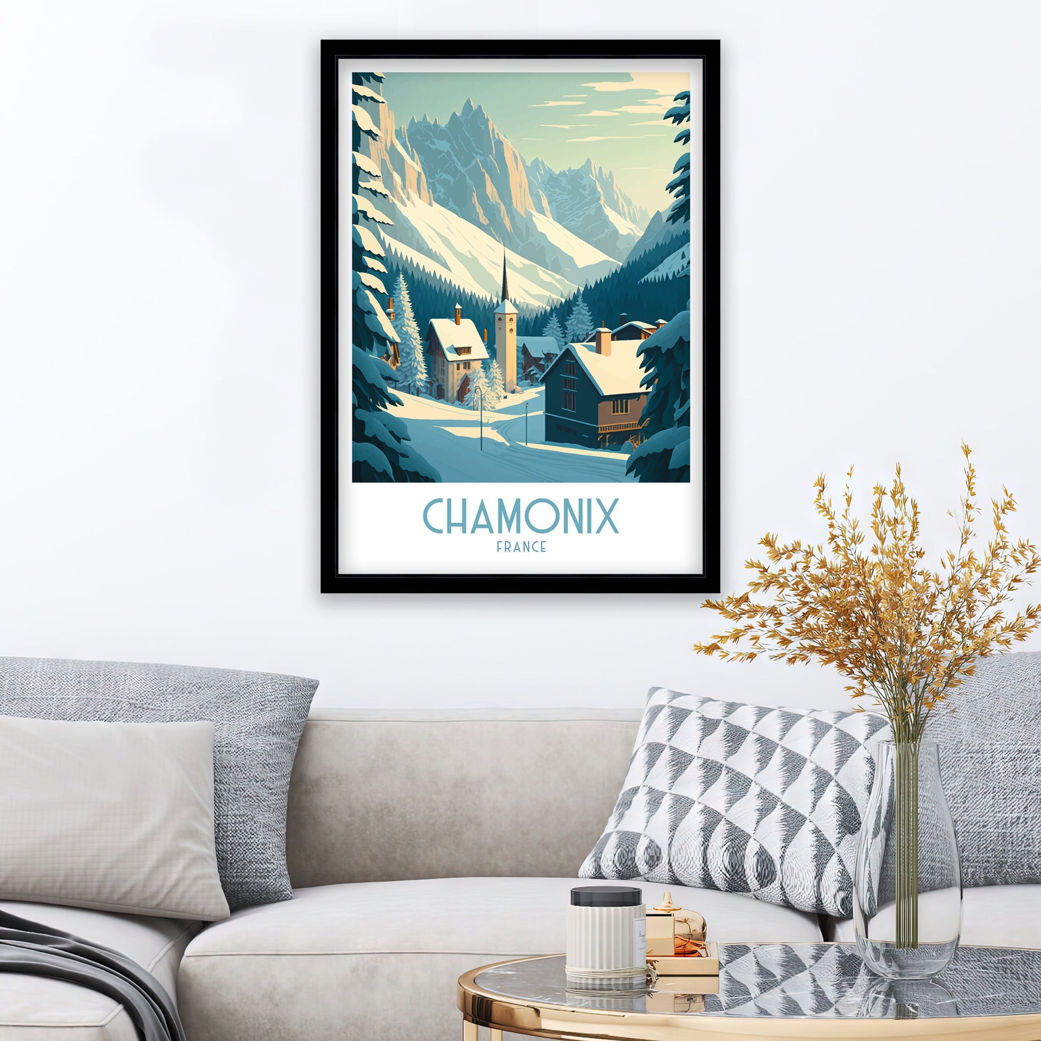 Chamonix Ski Resort Art Print | French Alps Travel Poster