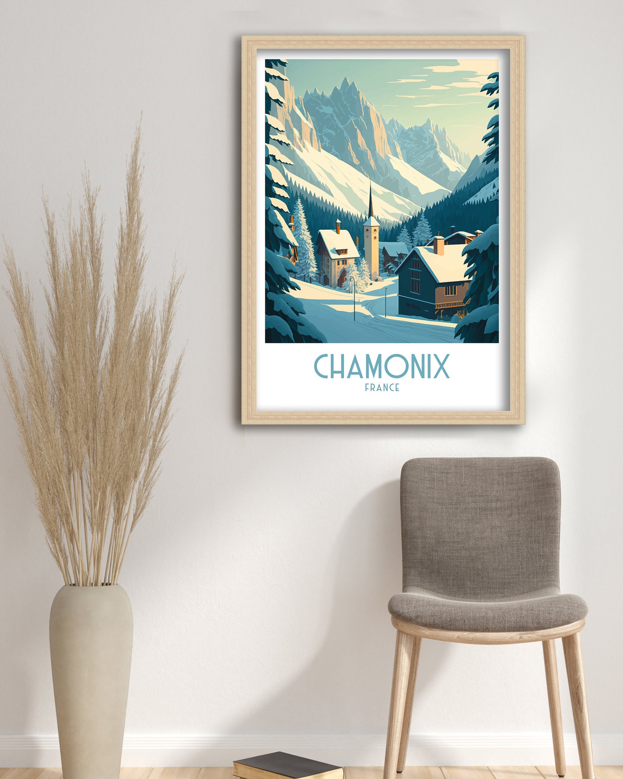 Chamonix Ski Resort Art Print | French Alps Travel Poster
