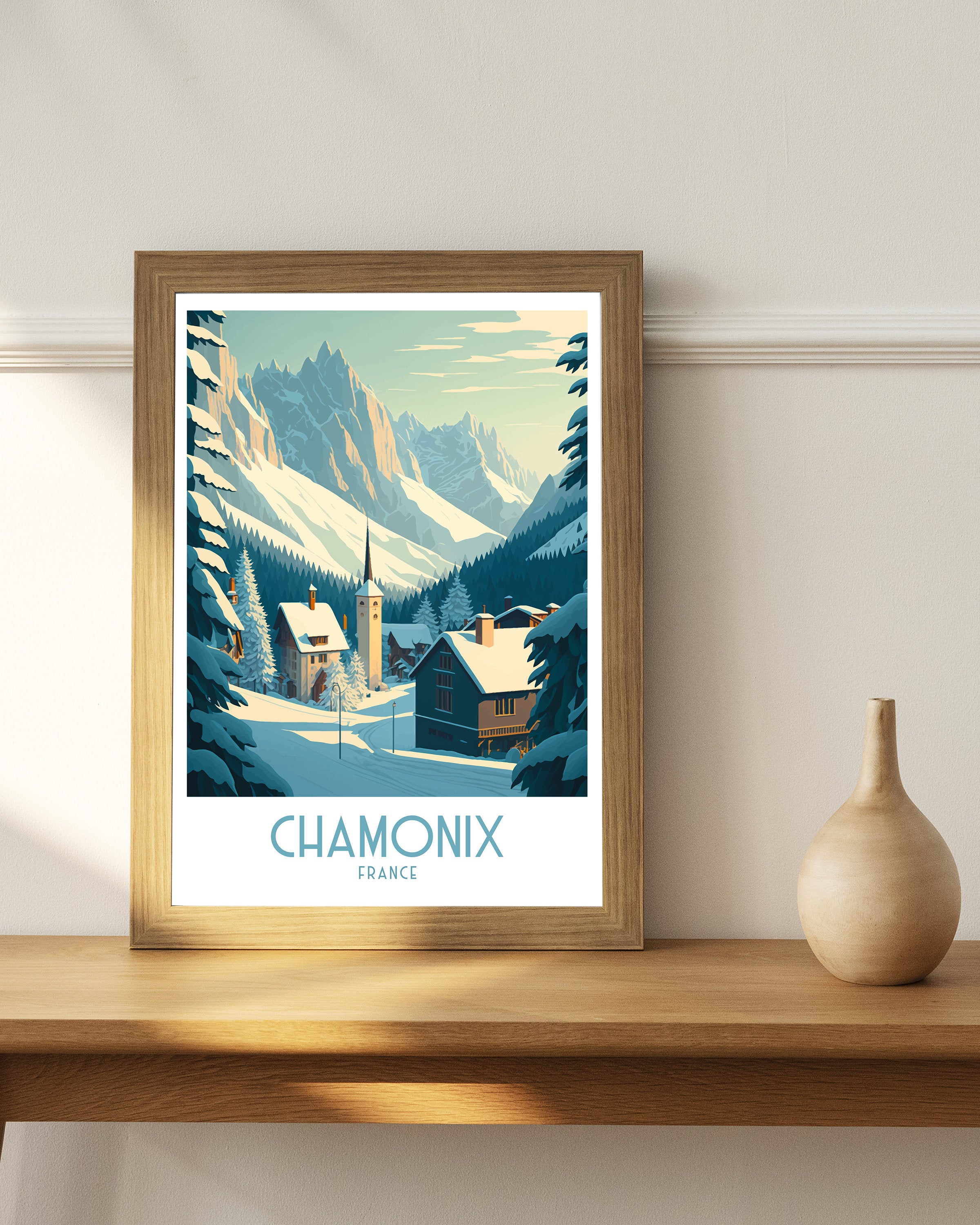 Chamonix Ski Resort Art Print | French Alps Travel Poster