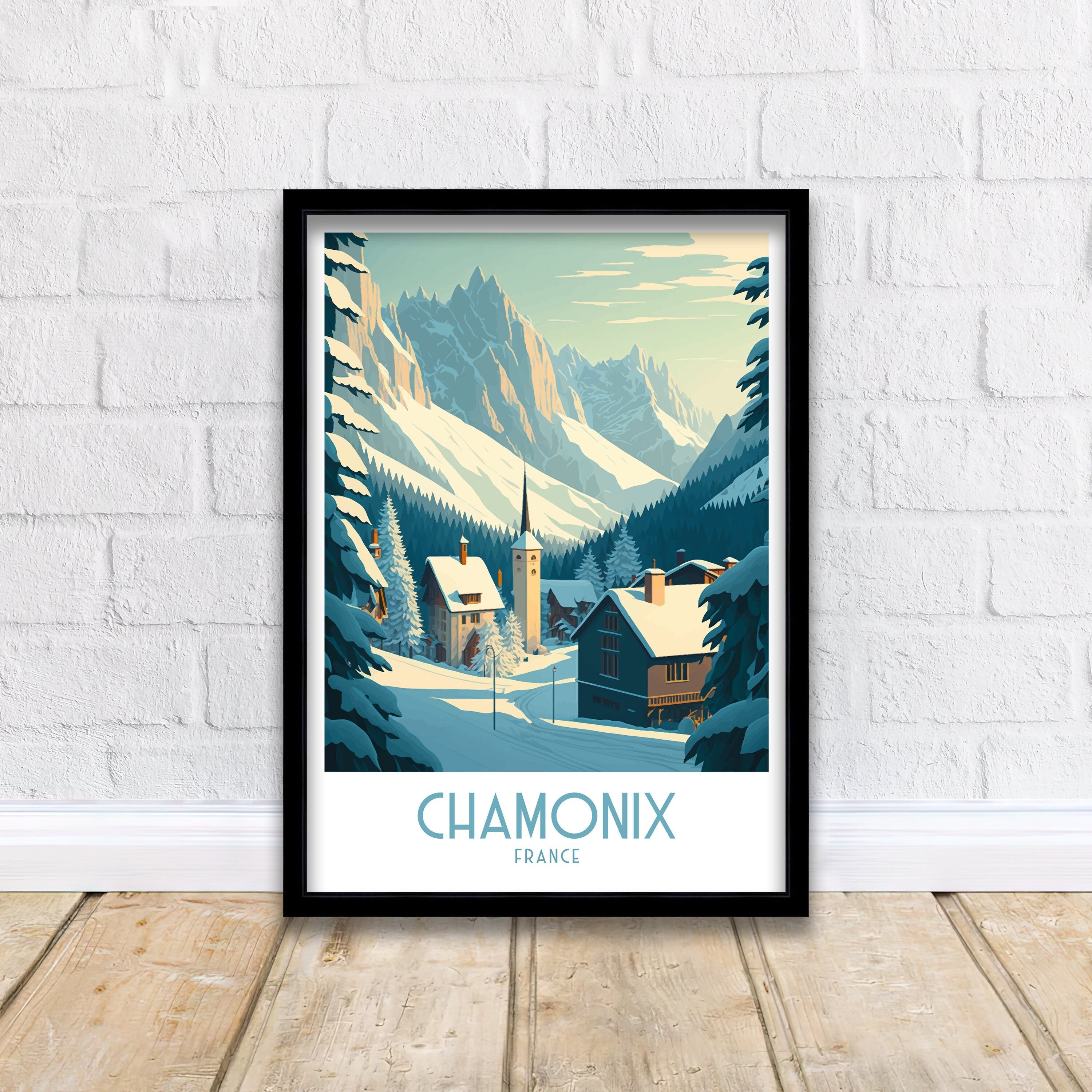 Chamonix Ski Resort Art Print | French Alps Travel Poster