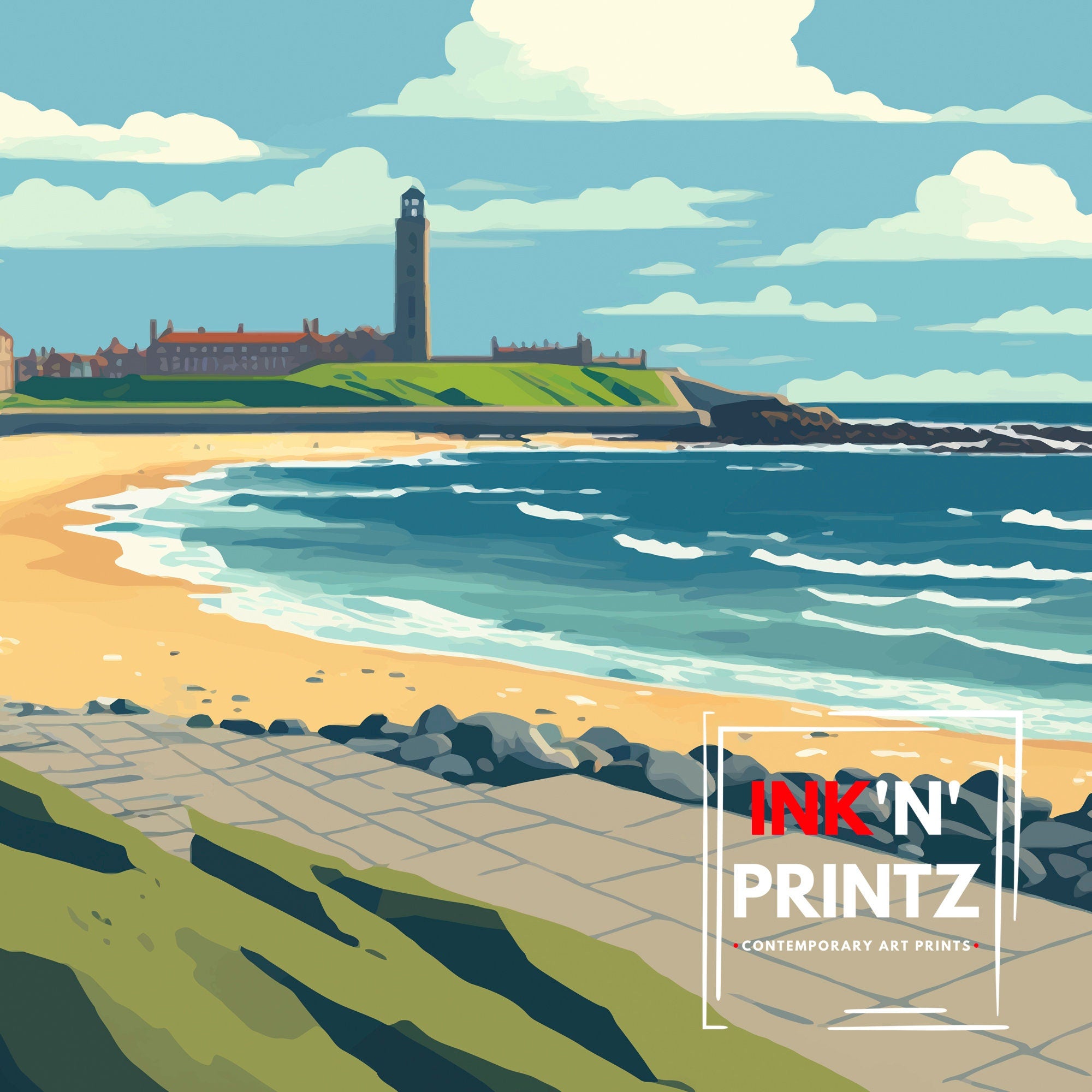 Tynemouth Travel Poster | North East Coastal Art Print