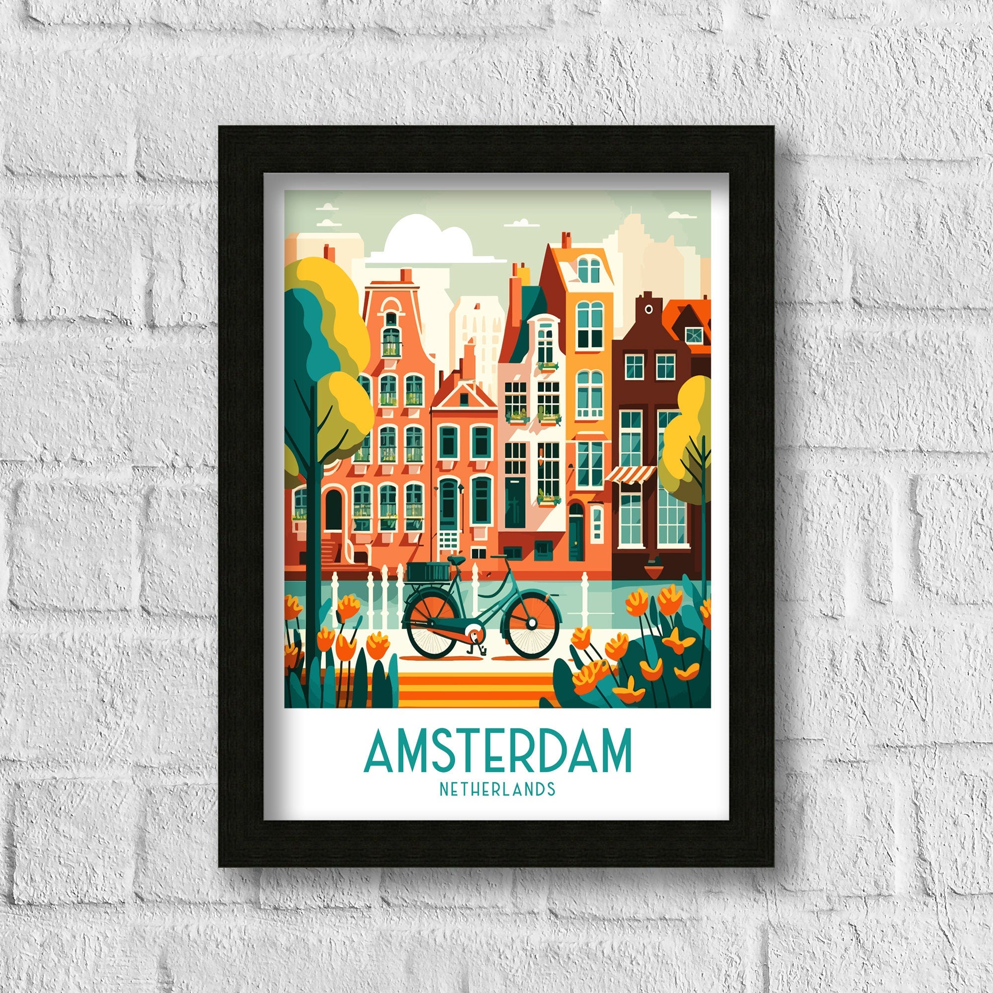 Amsterdam Skyline Art Print | Colorful Cityscape Poster