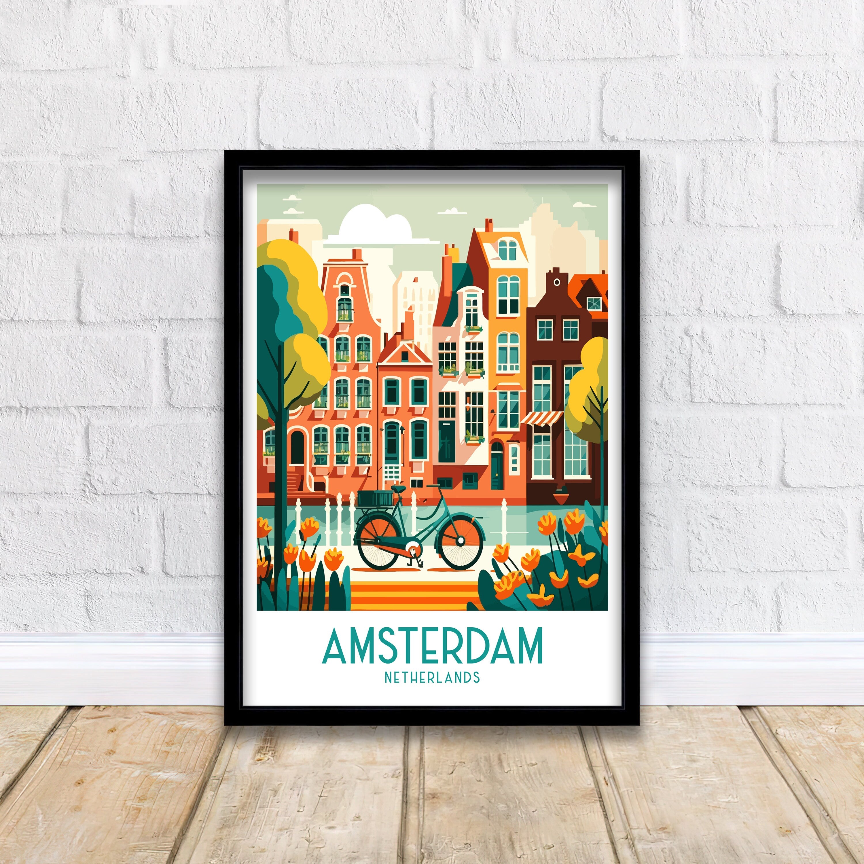Amsterdam Skyline Art Print | Colorful Cityscape Poster