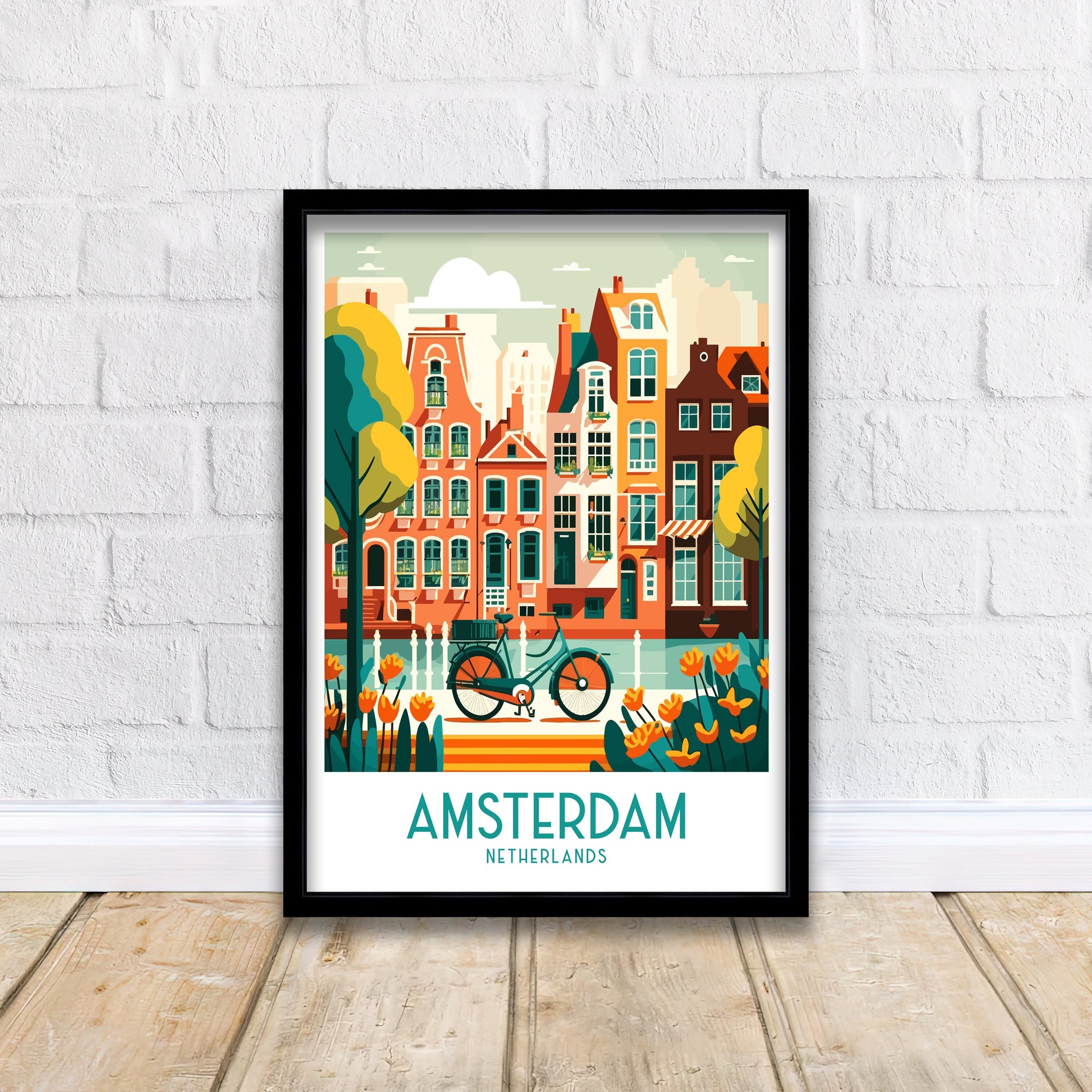 Amsterdam Skyline Art Print | Colorful Cityscape Poster