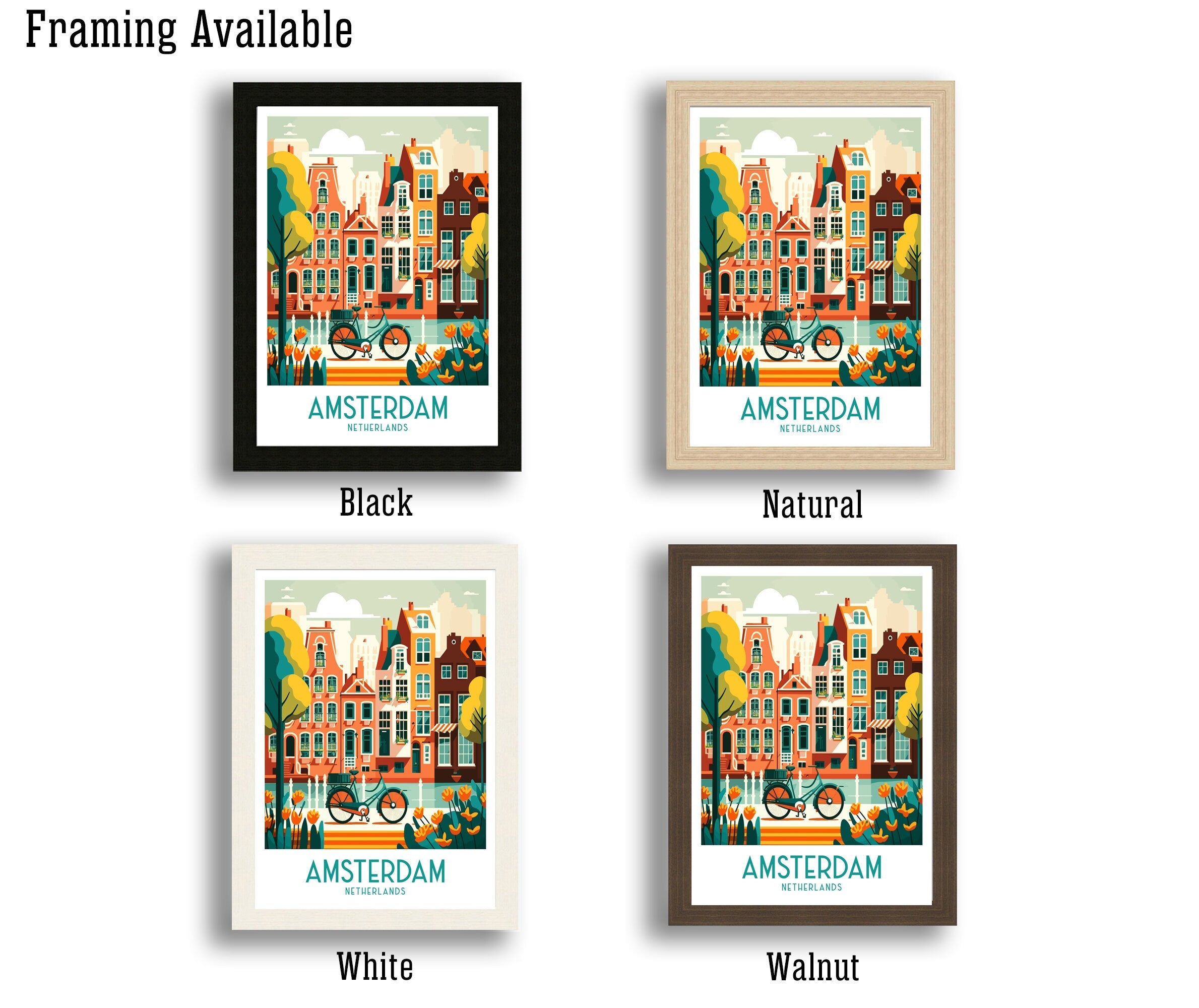 Amsterdam Skyline Art Print | Colorful Cityscape Poster