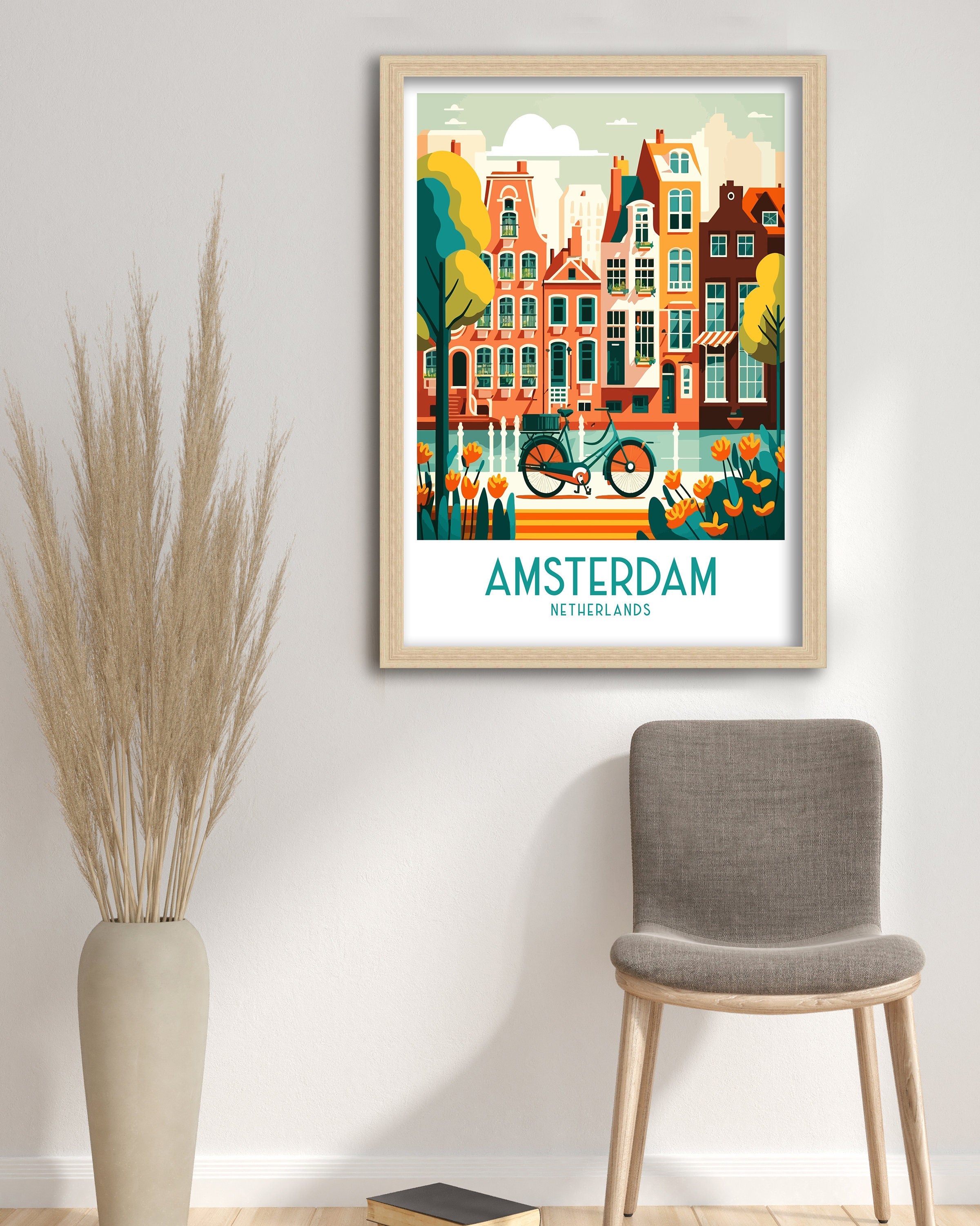 Amsterdam Skyline Art Print | Colorful Cityscape Poster