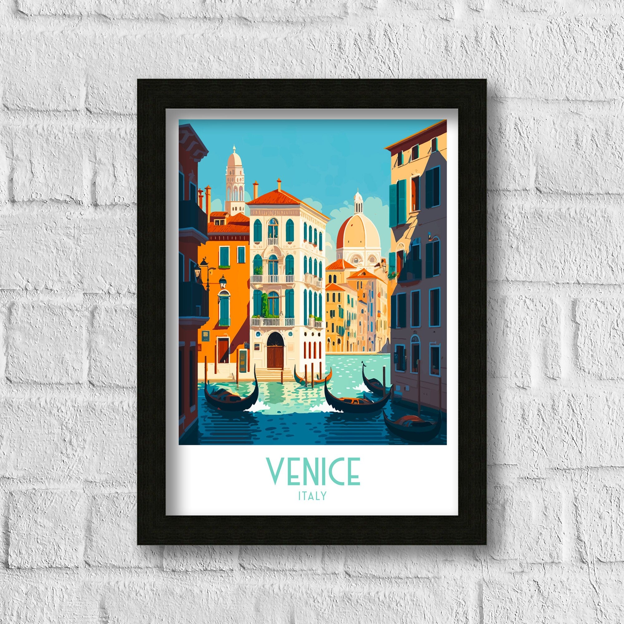 Venice Italy Travel Poster | Colorful Canal Art Print