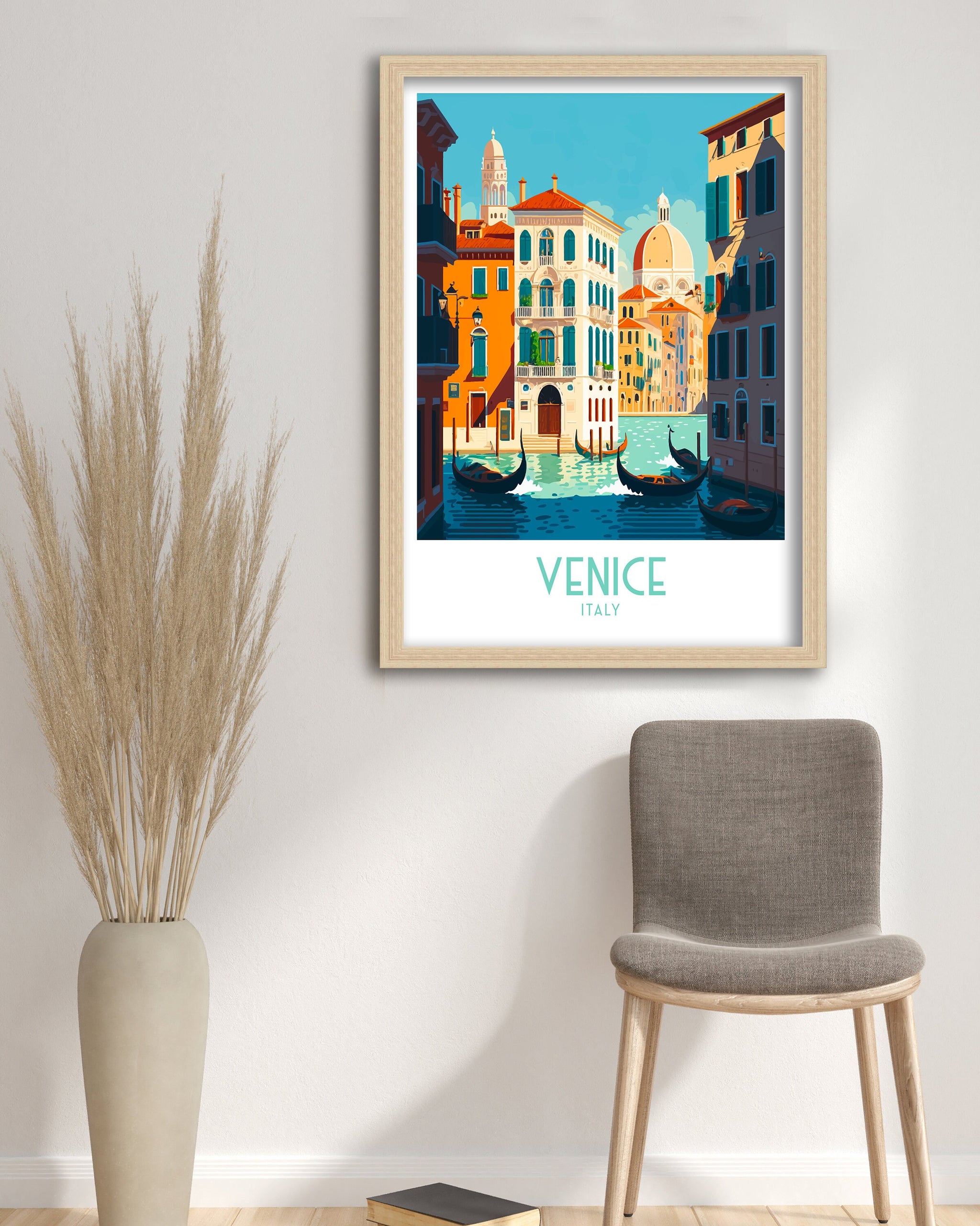 Venice Italy Travel Poster | Colorful Canal Art Print