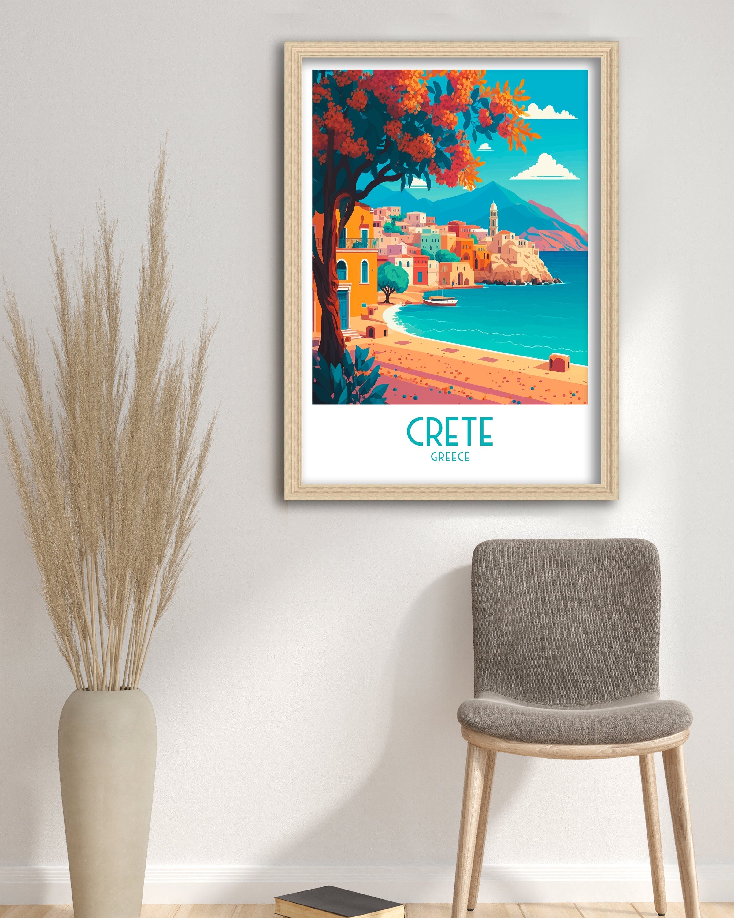 Crete Greece Travel Poster | Mediterranean Seaside Art Print