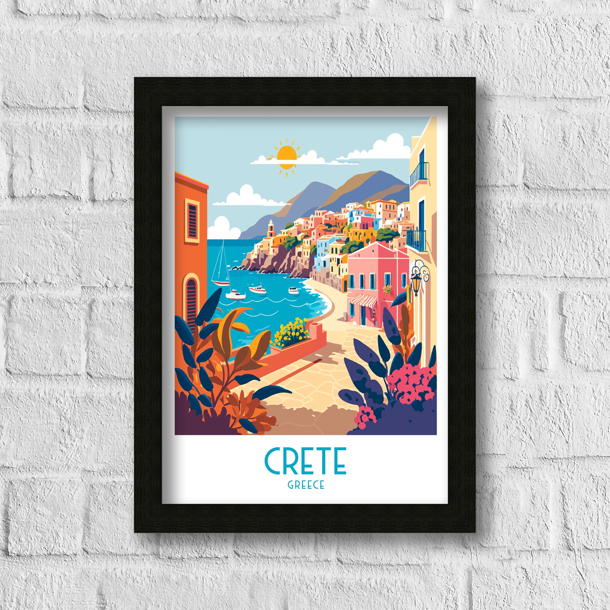 Crete Travel Poster | Greece Coastal Art Print