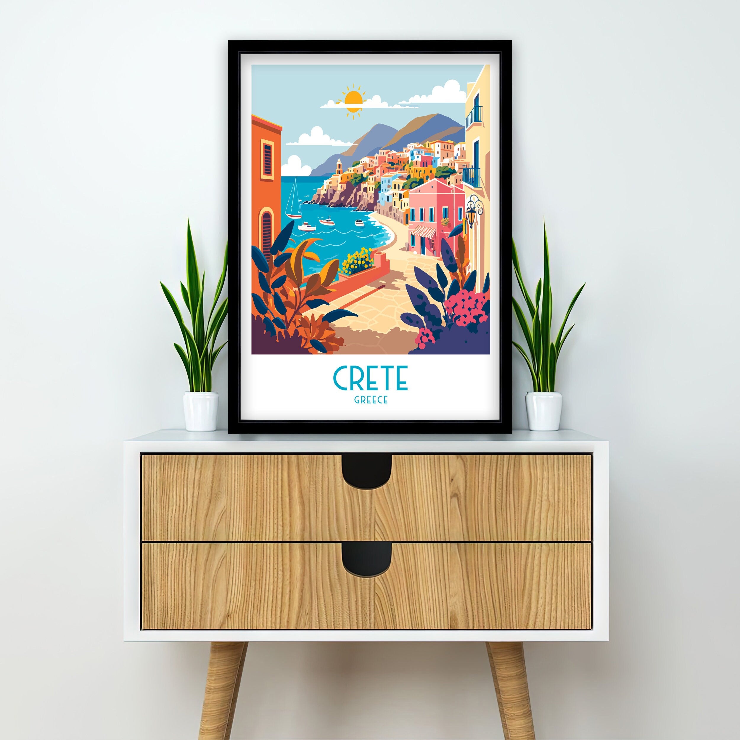 Crete Travel Poster | Greece Coastal Art Print