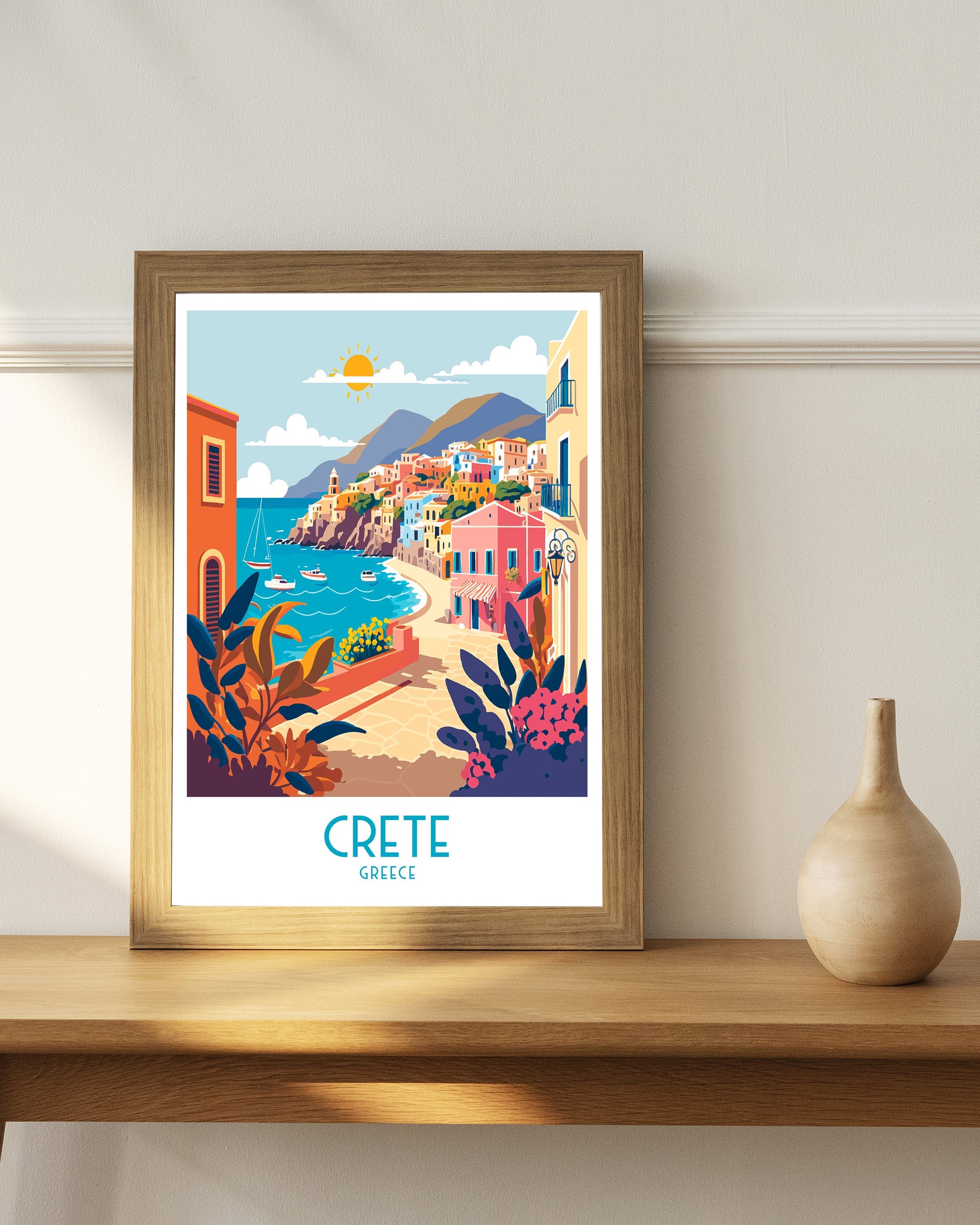 Crete Travel Poster | Greece Coastal Art Print