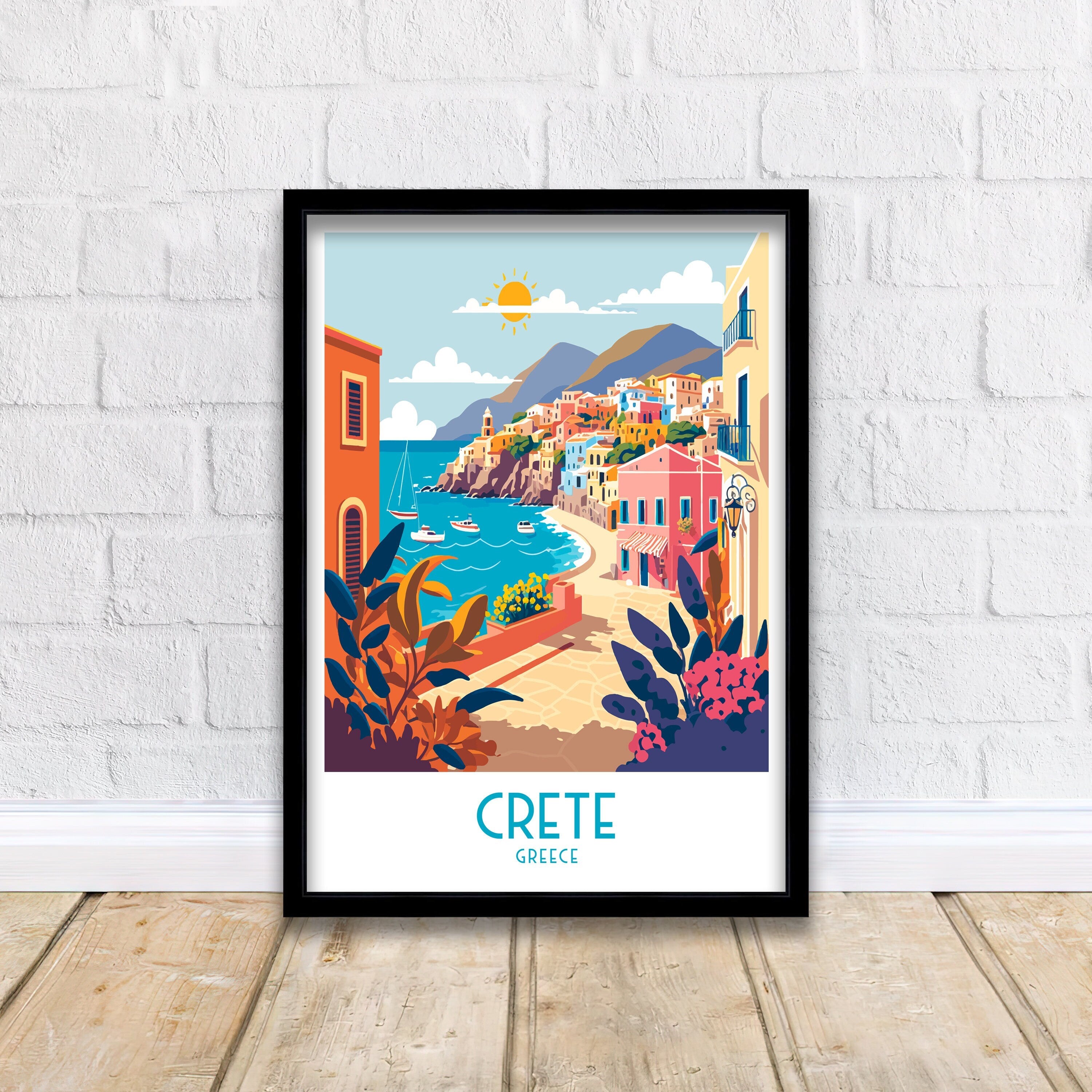 Crete Travel Poster | Greece Coastal Art Print