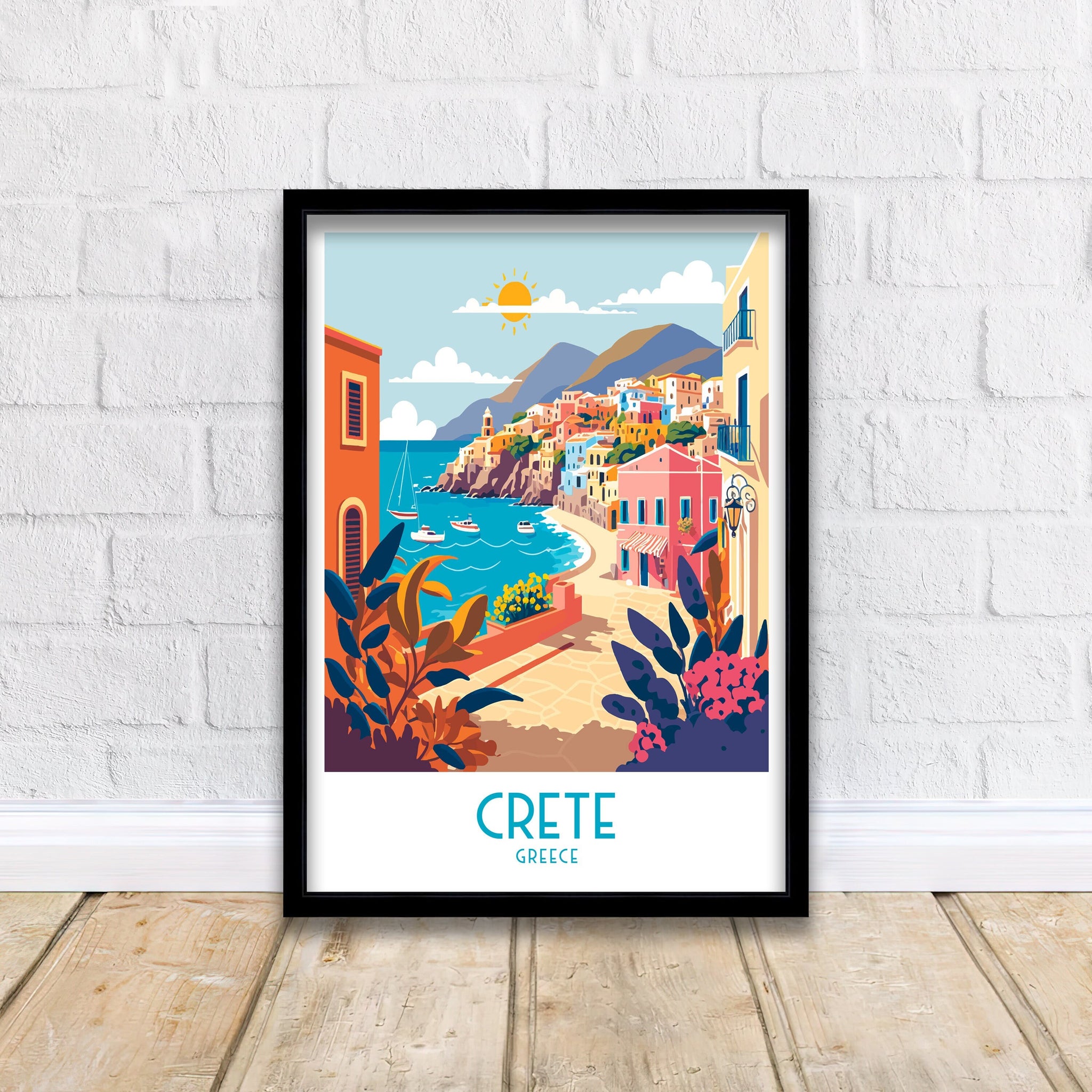 Crete Travel Poster | Greece Coastal Art Print