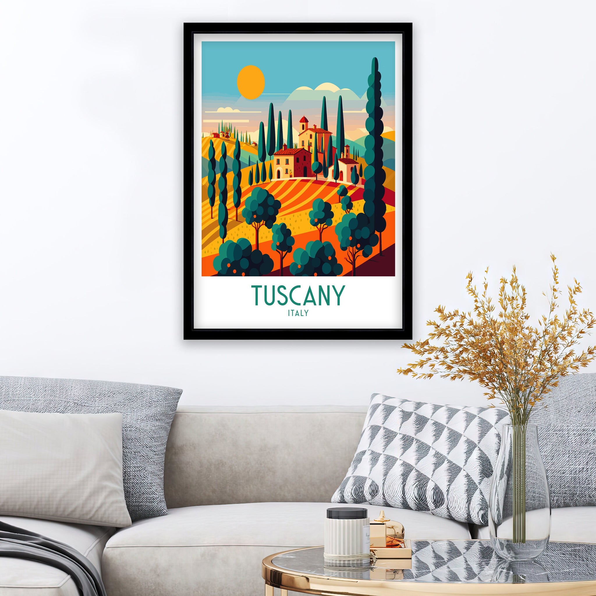 Tuscany Landscape Art Print | Italian Travel Poster