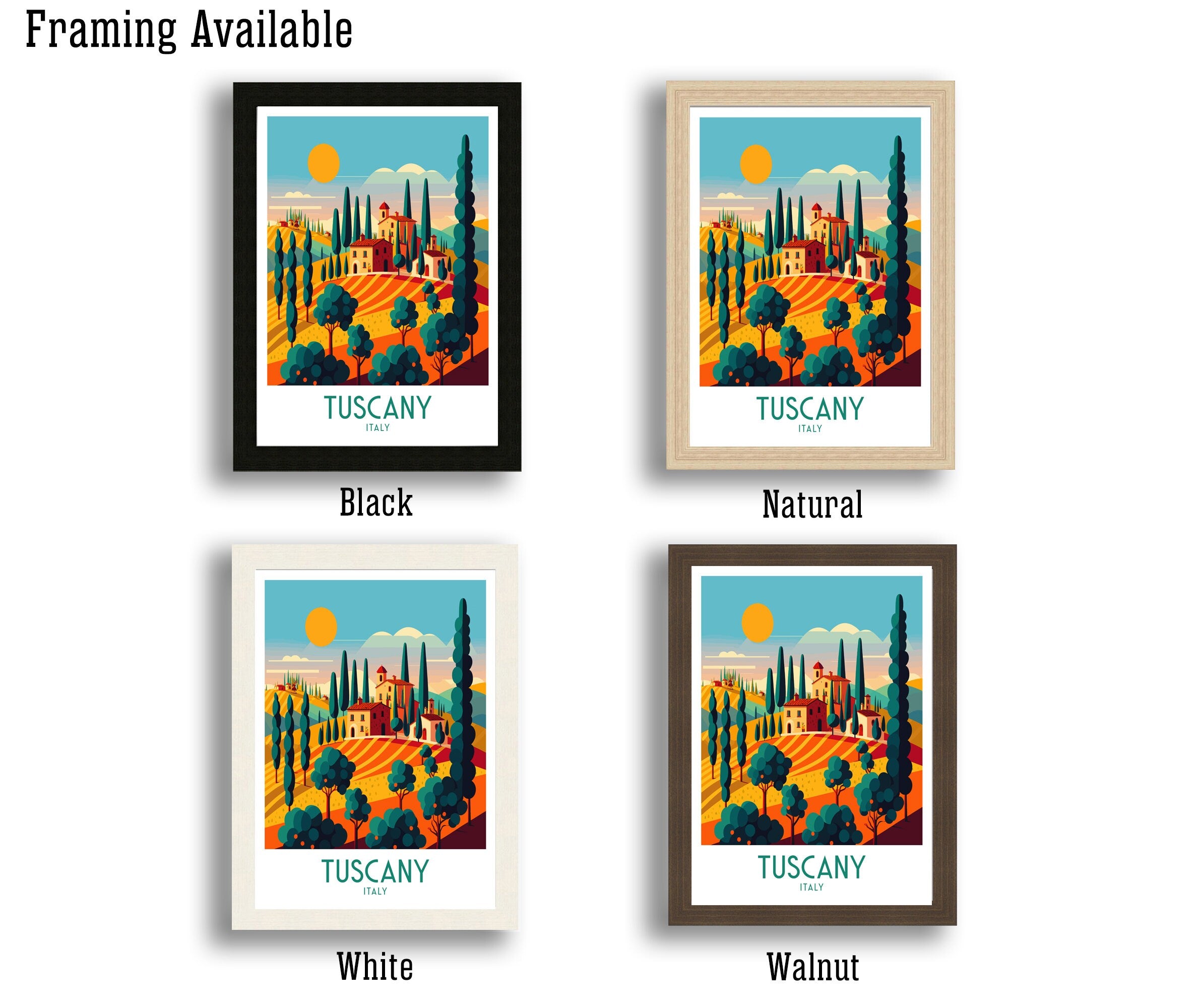 Tuscany Landscape Art Print | Italian Travel Poster