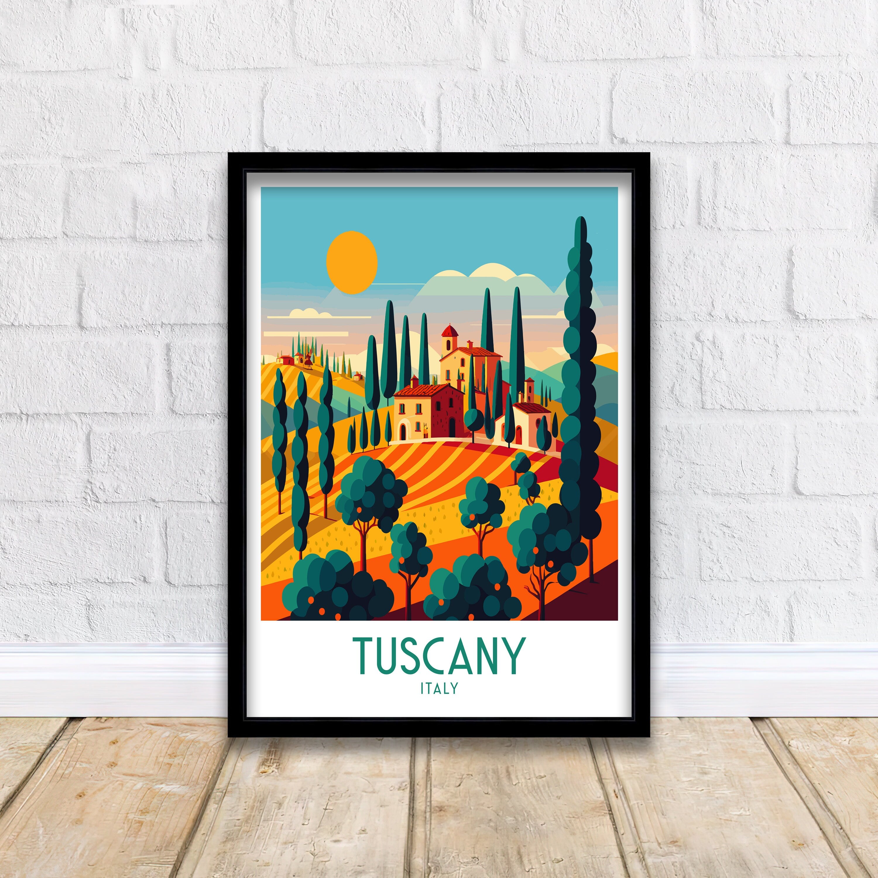 Tuscany Landscape Art Print | Italian Travel Poster