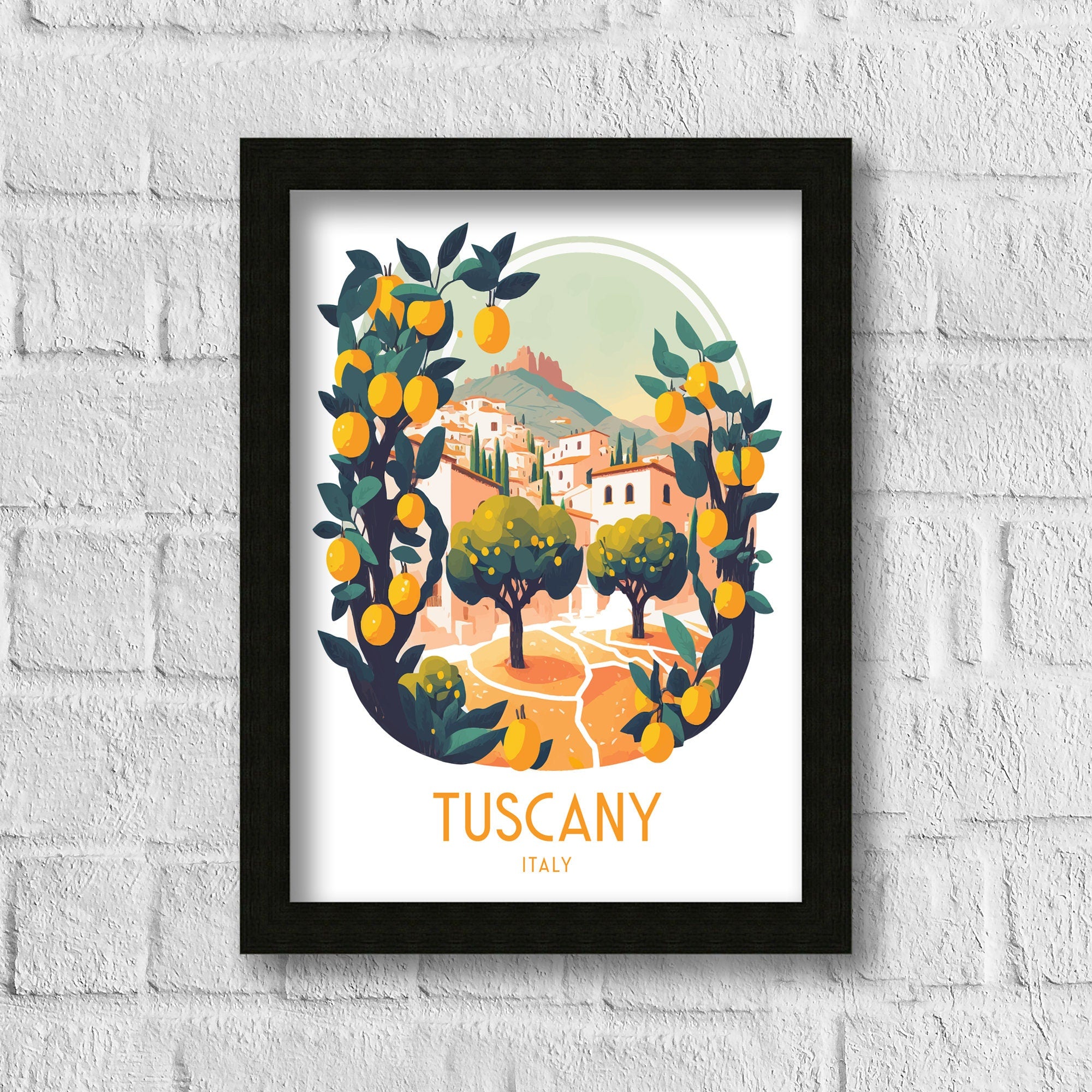 Tuscany Travel Poster | Italian Landscape Art Print
