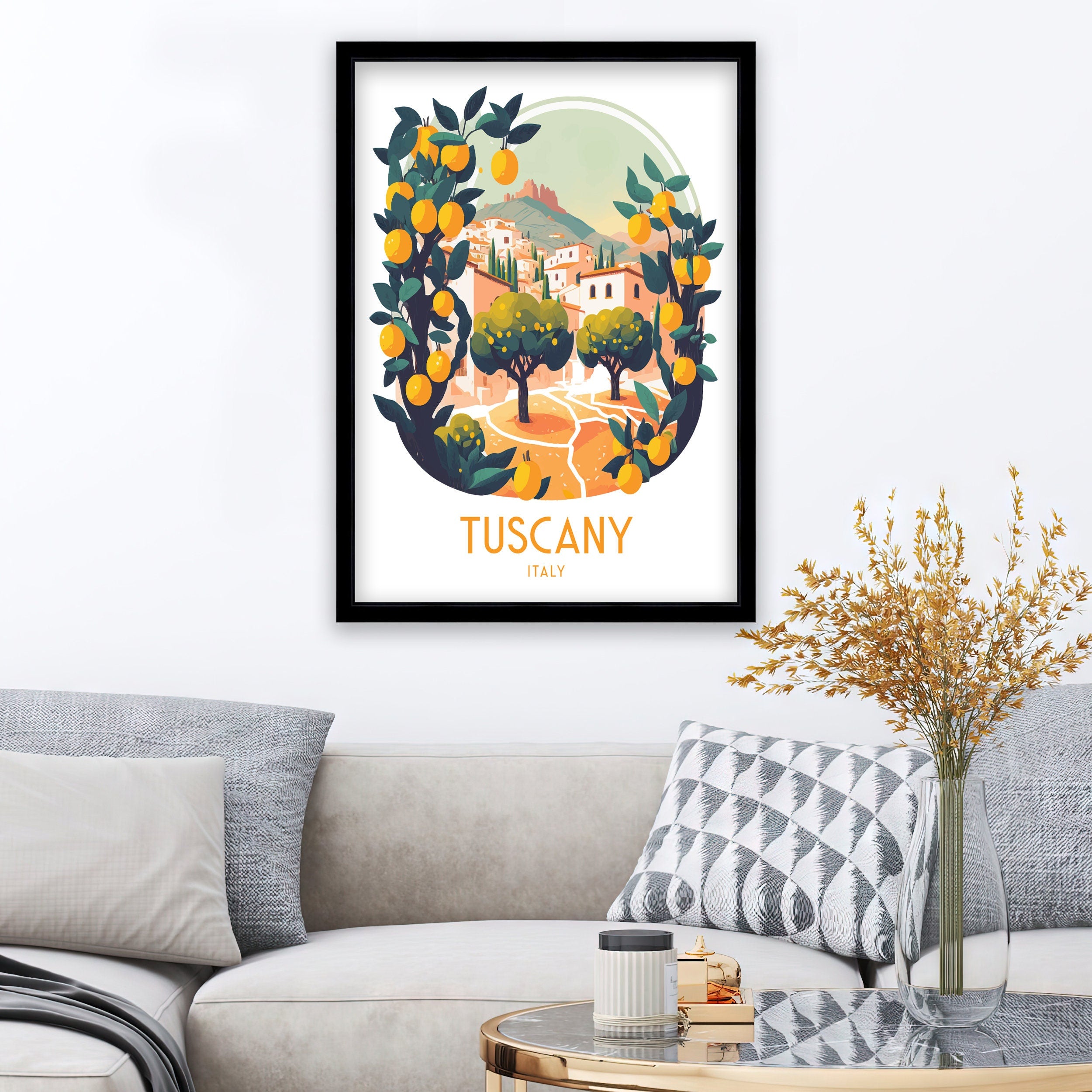 Tuscany Travel Poster | Italian Landscape Art Print