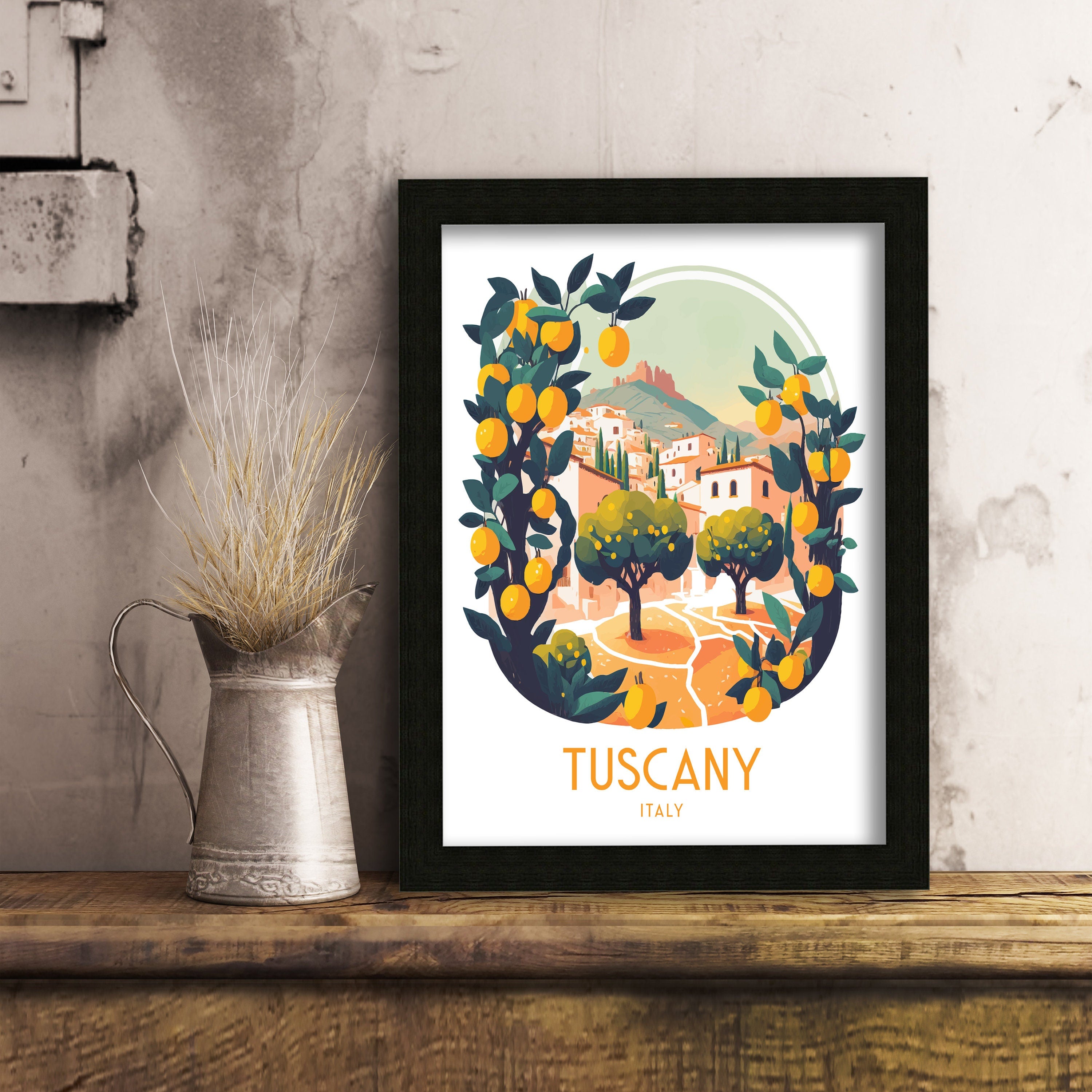 Tuscany Travel Poster | Italian Landscape Art Print