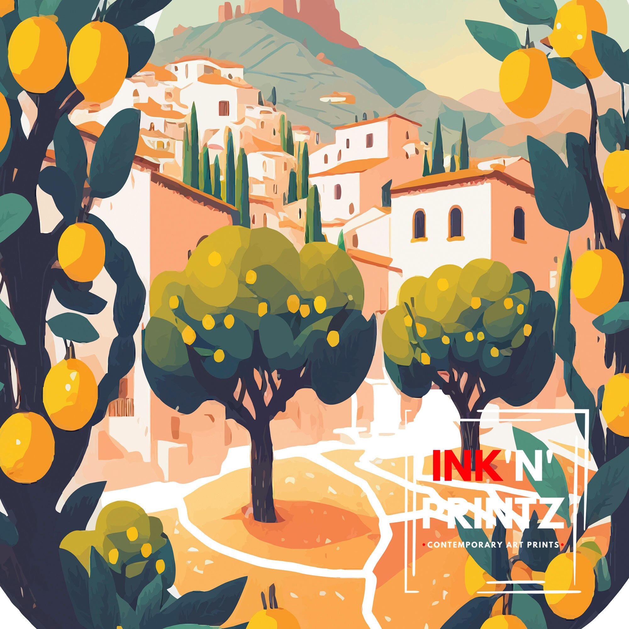 Tuscany Travel Poster | Italian Landscape Art Print
