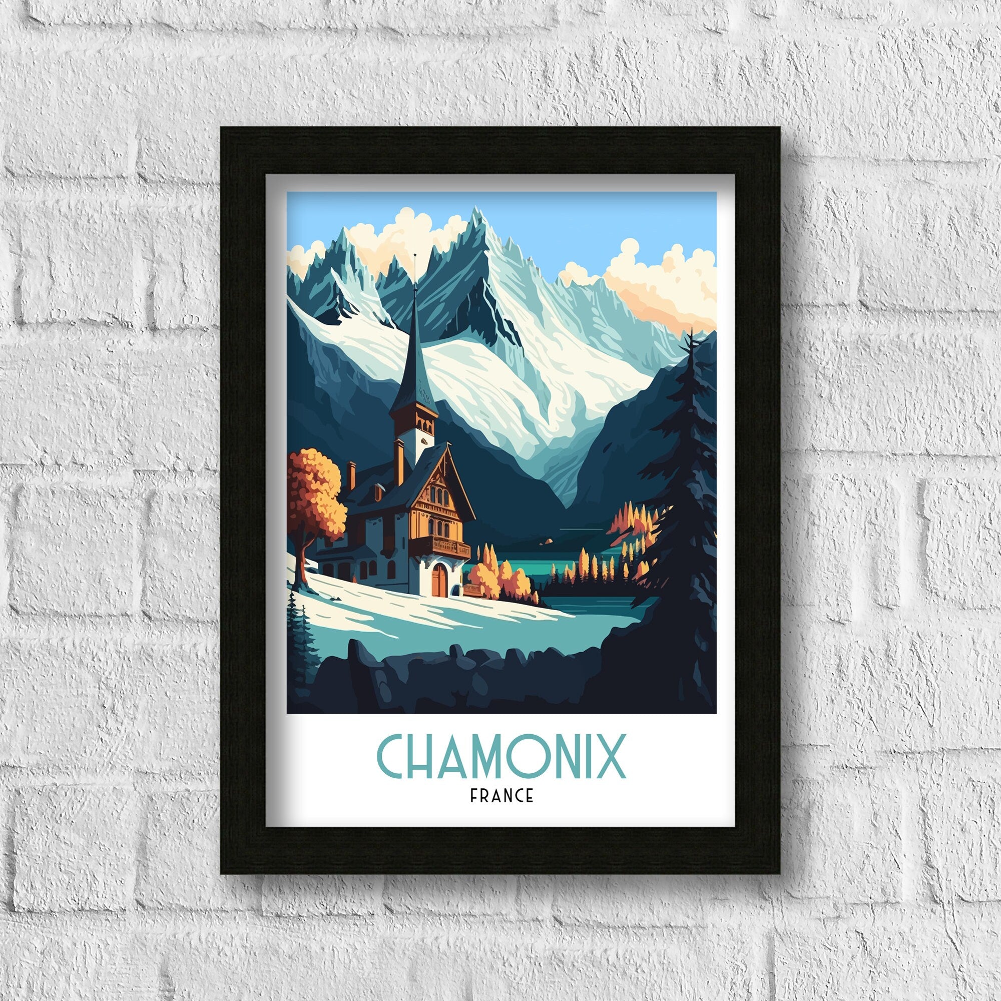 Chamonix Ski Resort Art Print | French Alps Travel Poster