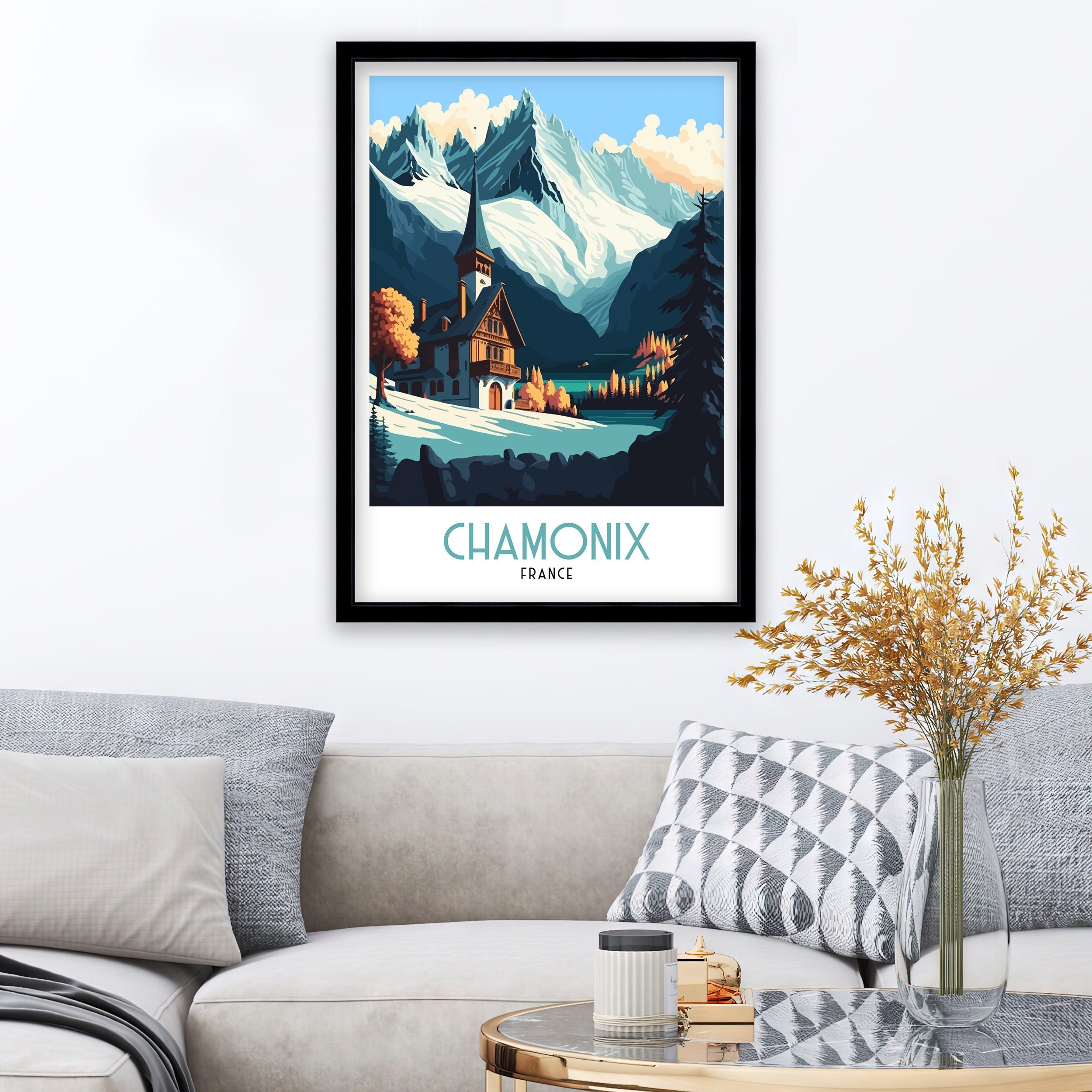 Chamonix Ski Resort Art Print | French Alps Travel Poster