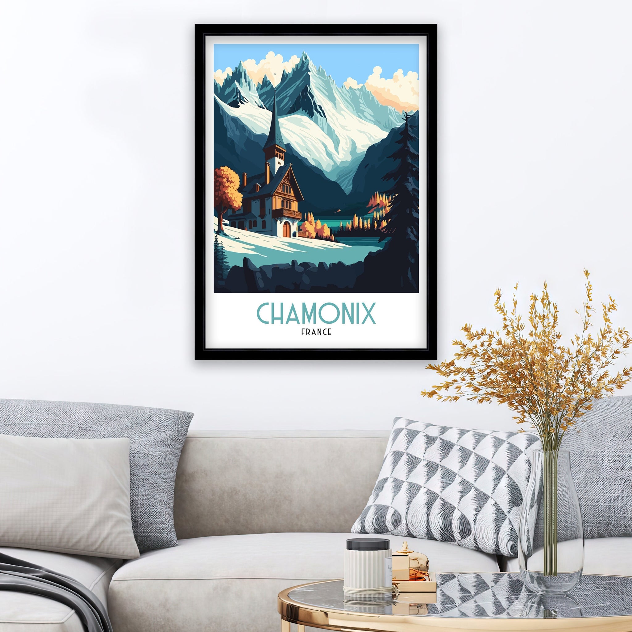 Chamonix Ski Resort Art Print | French Alps Travel Poster