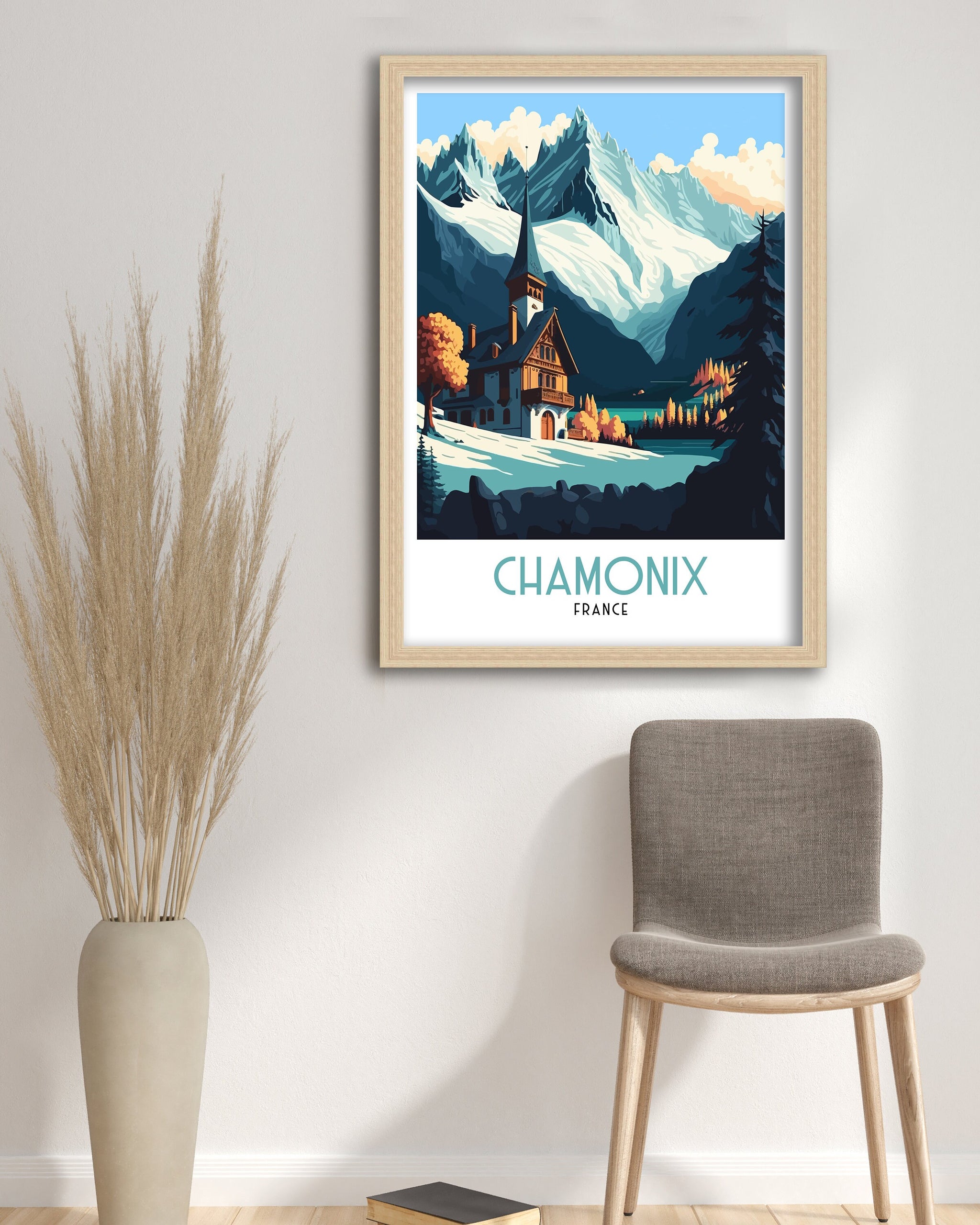 Chamonix Ski Resort Art Print | French Alps Travel Poster