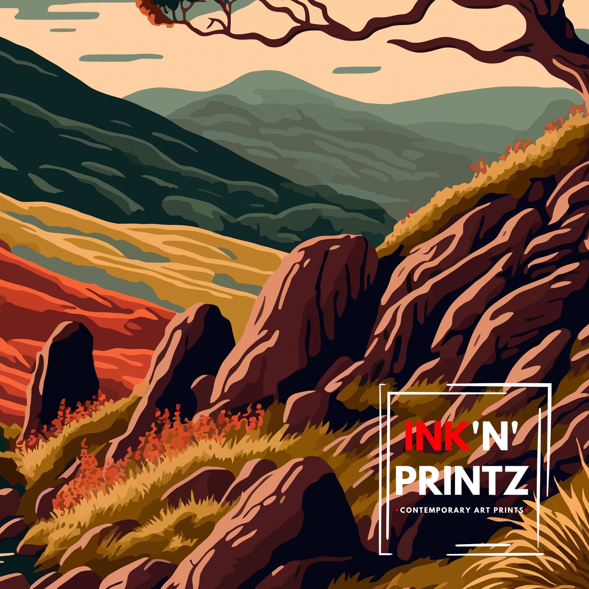 Exmoor National Park Art Print | UK Travel Poster