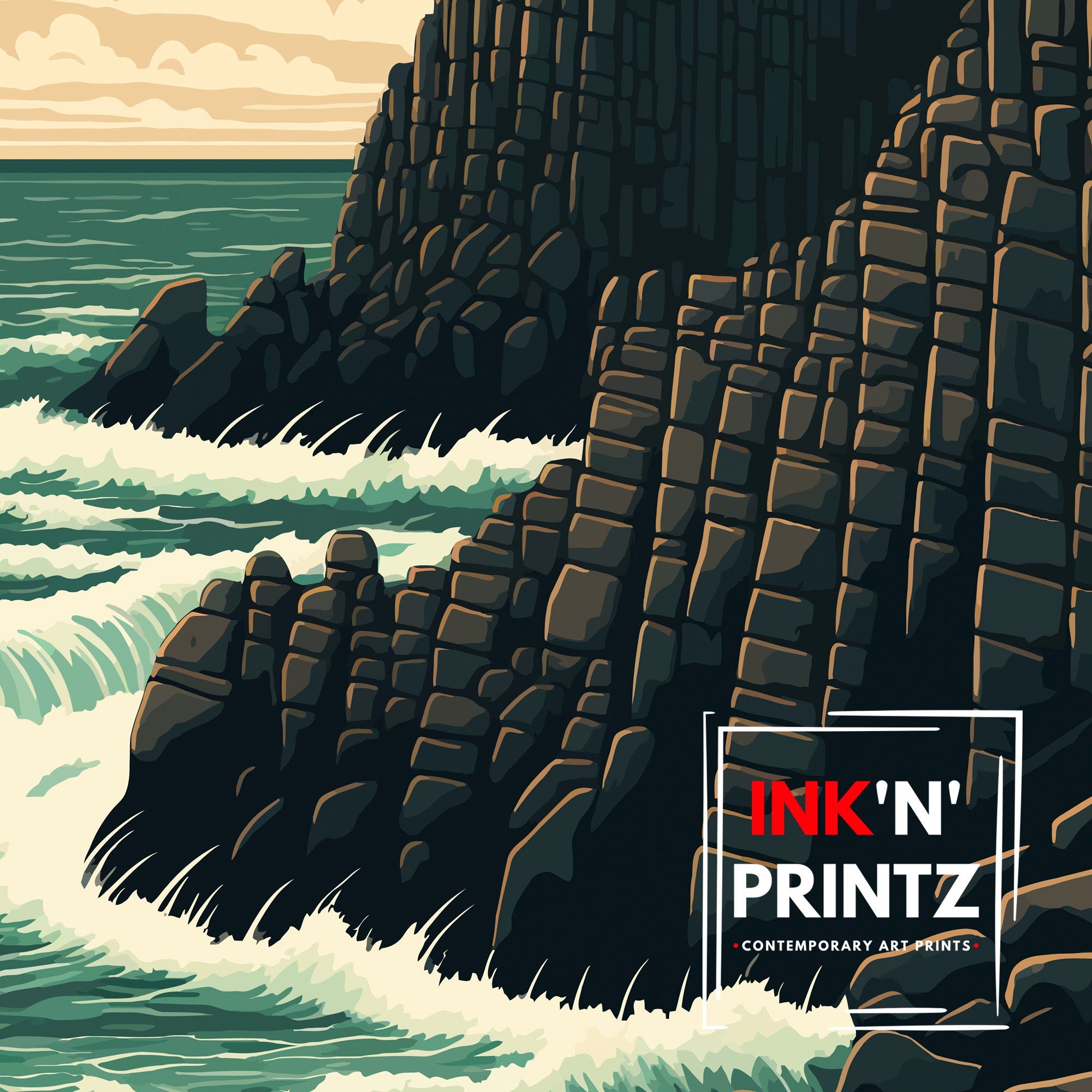 Giants Causeway Travel Poster | Northern Ireland Art Print