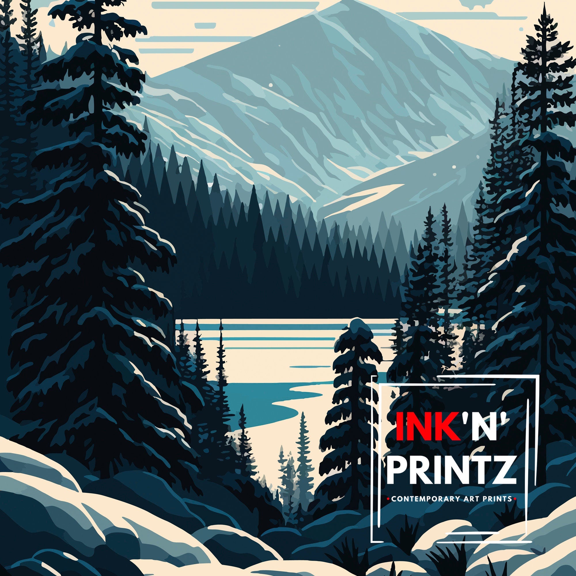 Sweden Travel Poster | Scandinavian Forest Print