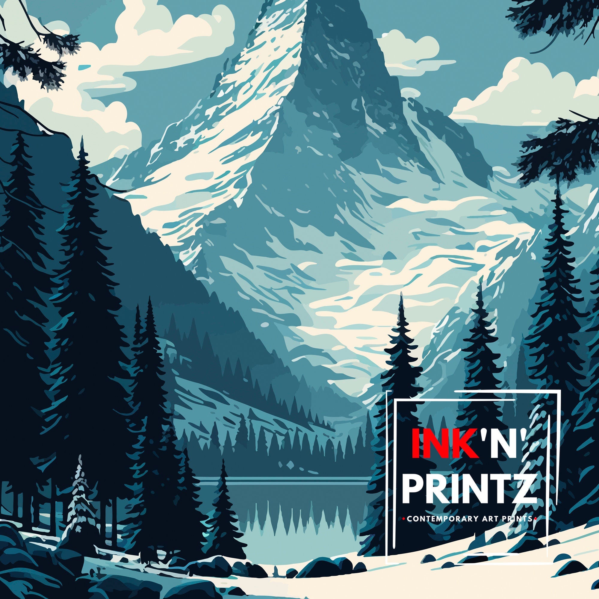 Zermatt Switzerland Travel Poster | Matterhorn Mountain Print