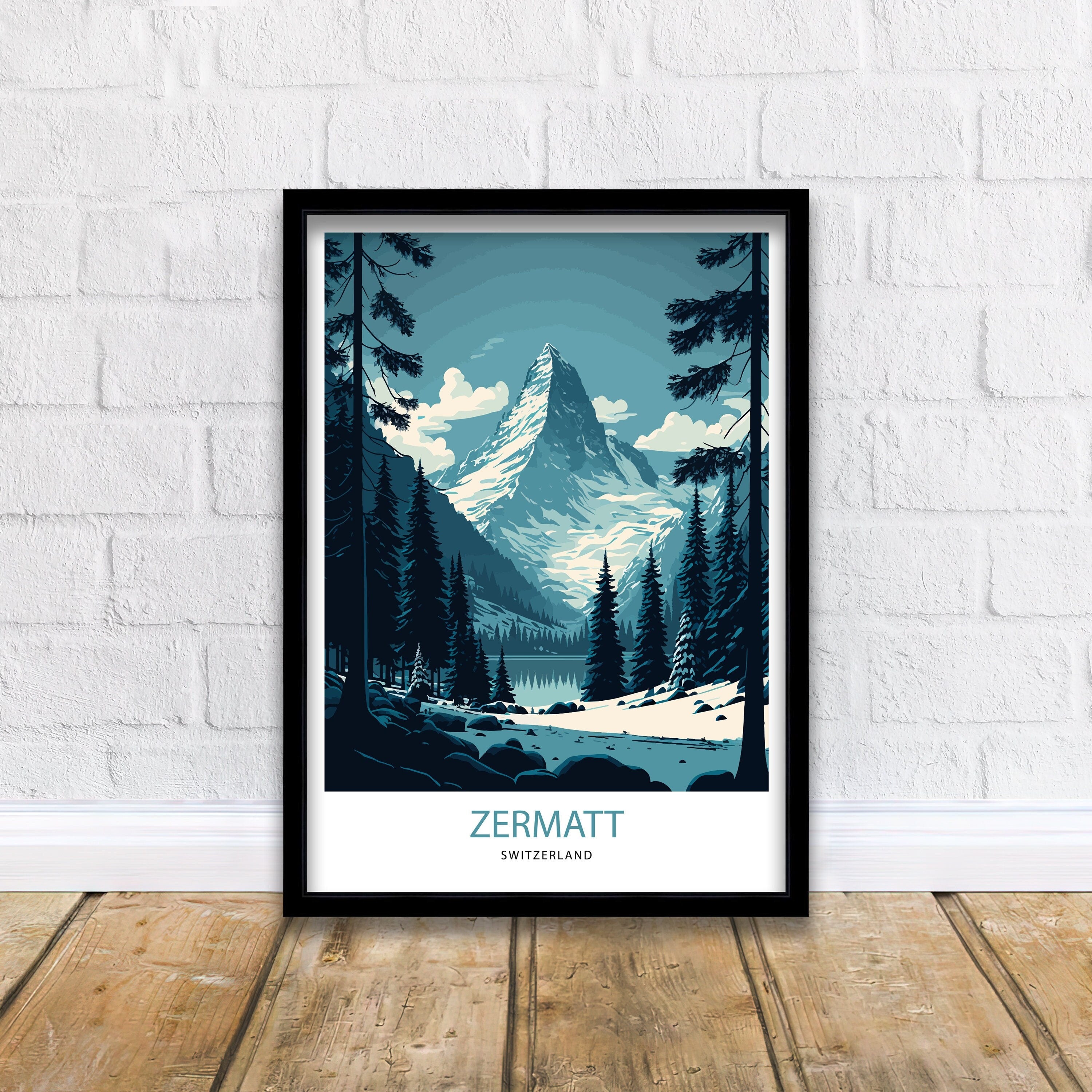 Zermatt Switzerland Travel Poster | Matterhorn Mountain Print