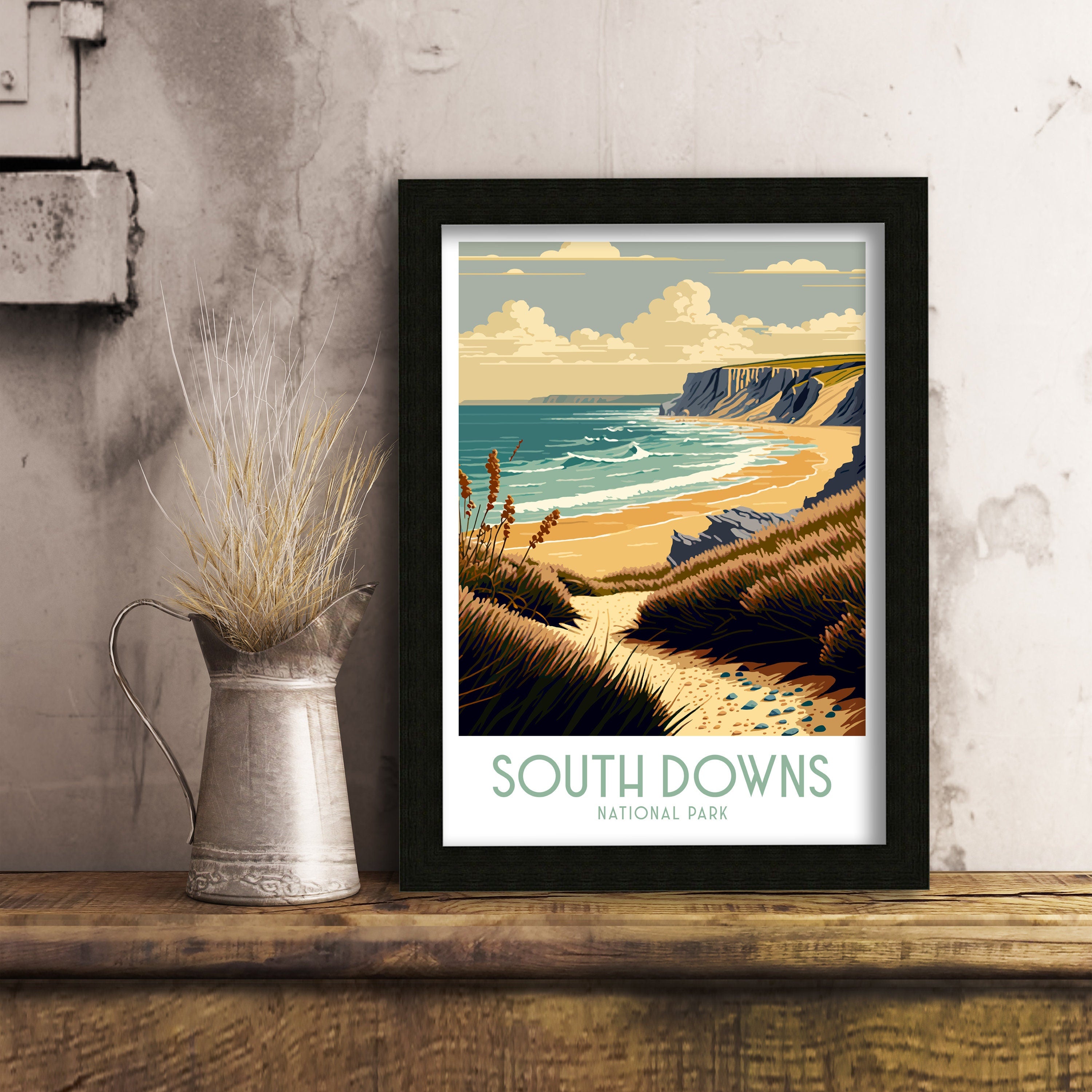 South Downs National Park Travel Poster | Seven Sisters Print